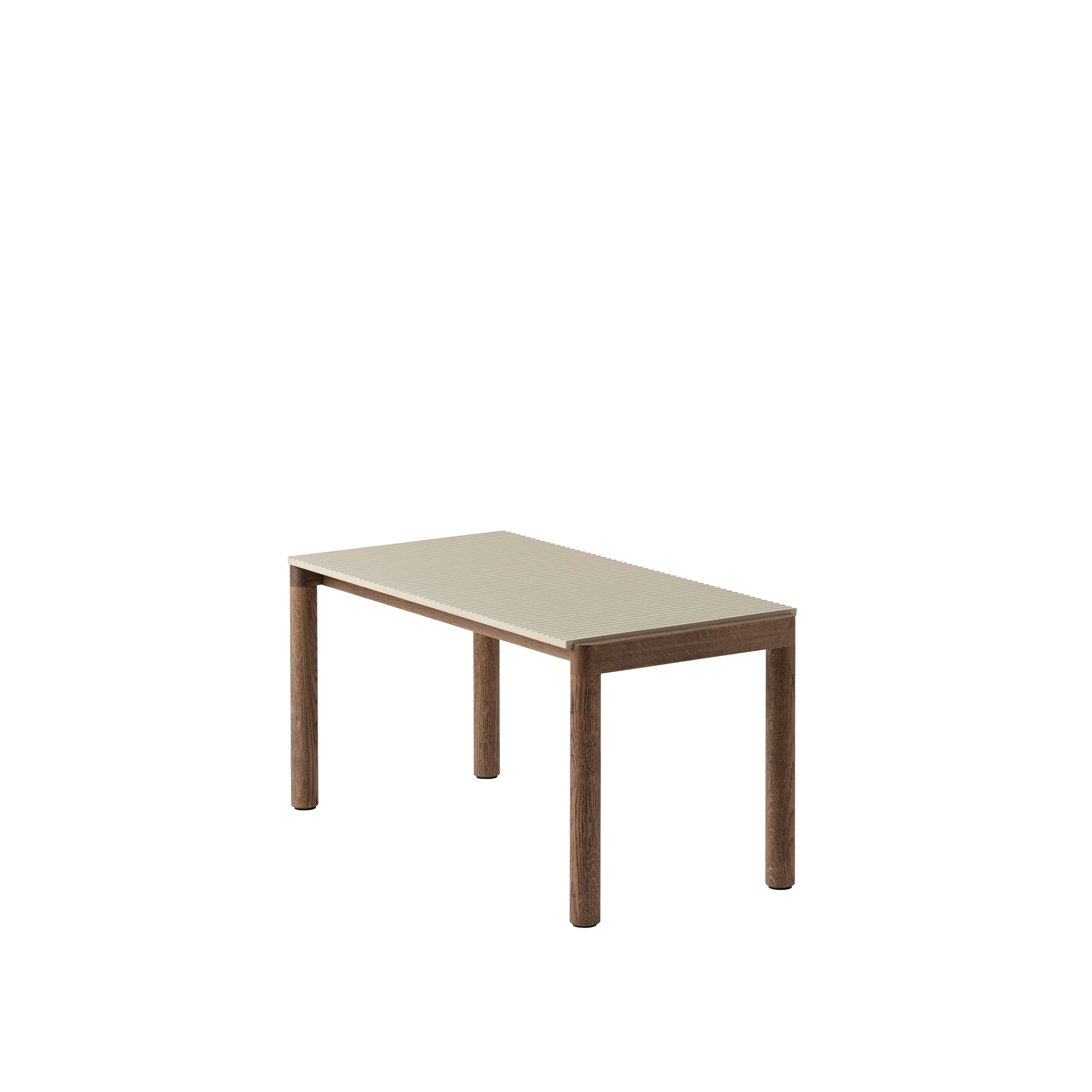 Salontafel COUPLE zandkleurig met een donkere eiken basis