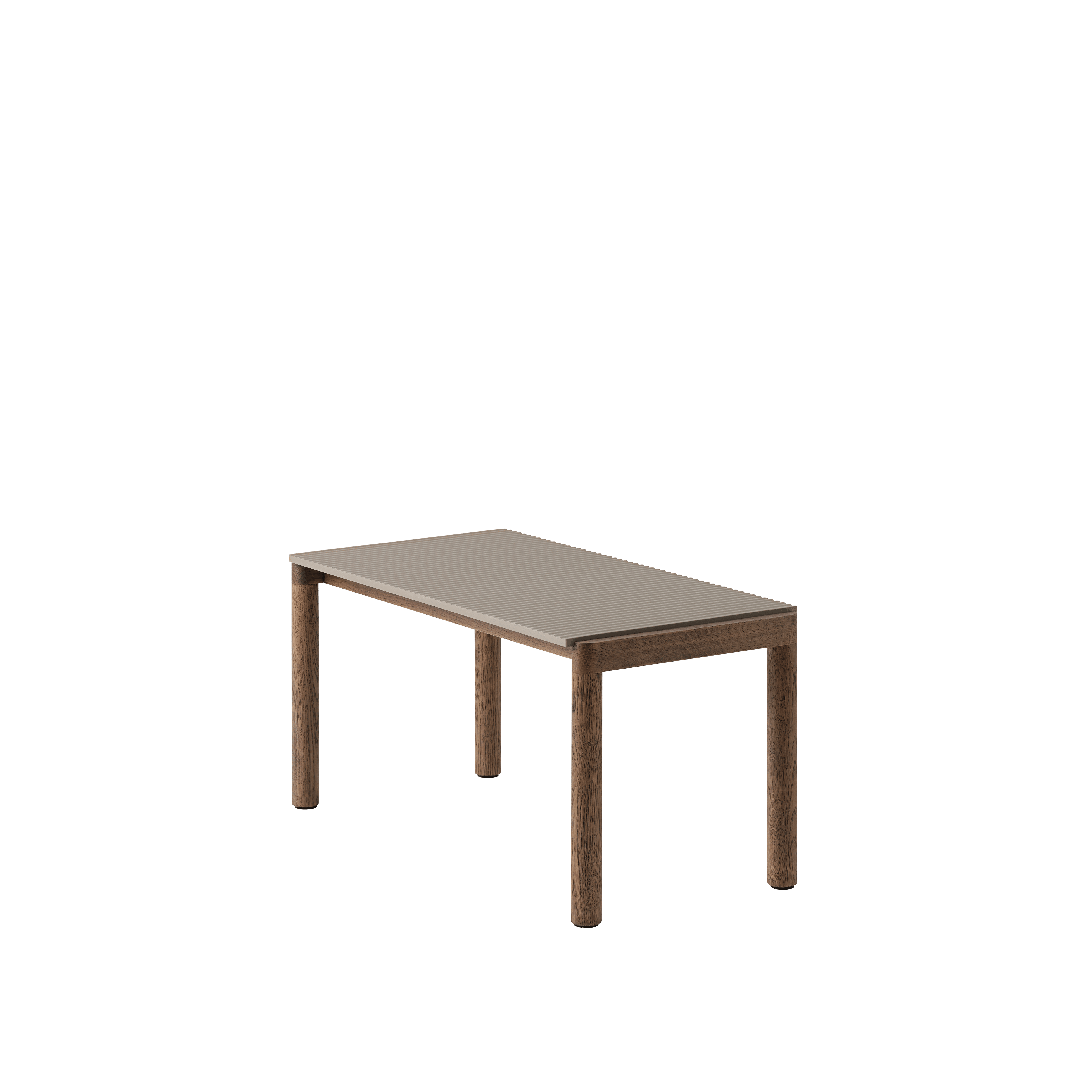 Couchtisch COUPLE taupe met een donkere eiken basis
