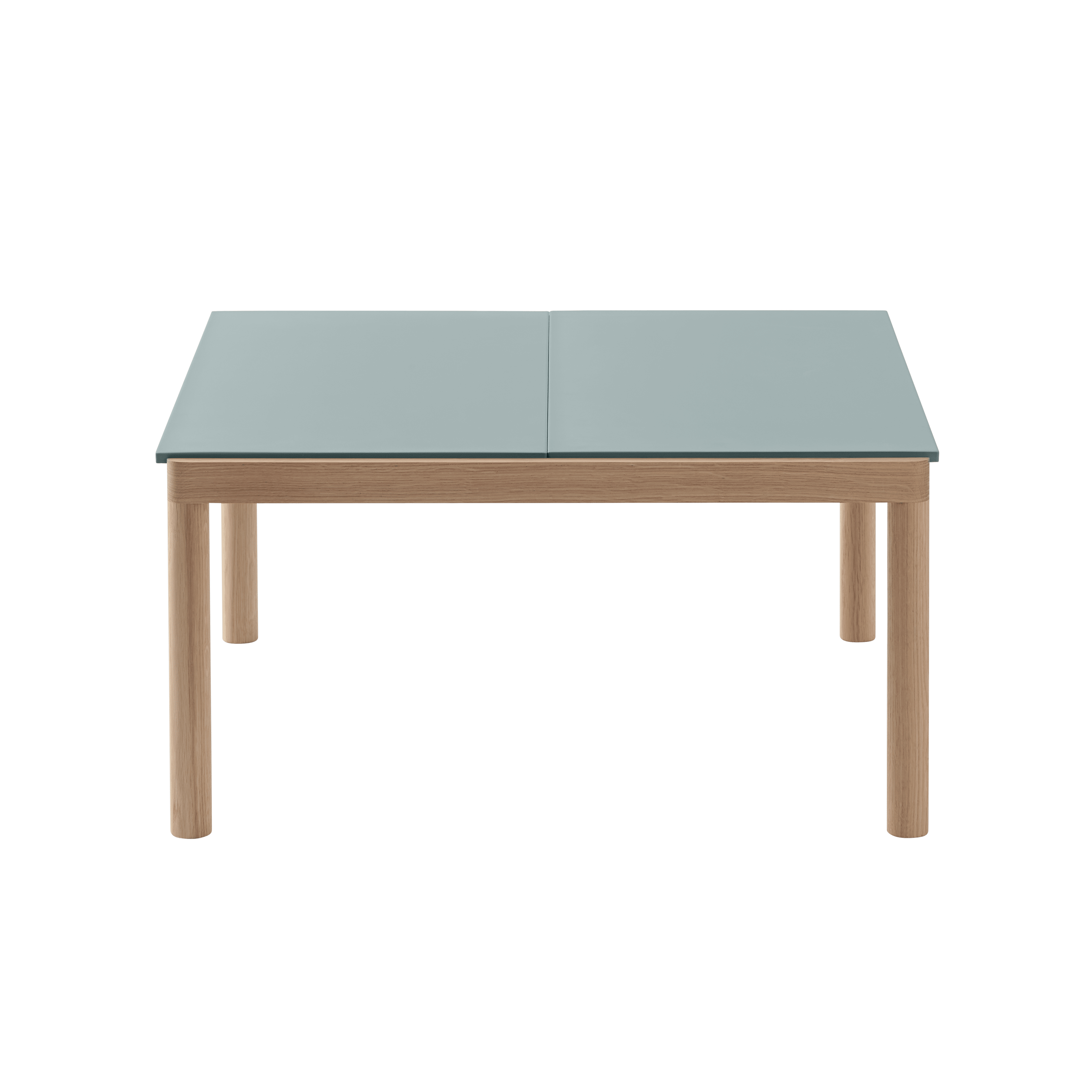 Salontafel COUPLE lichtblauw met eiken basis
