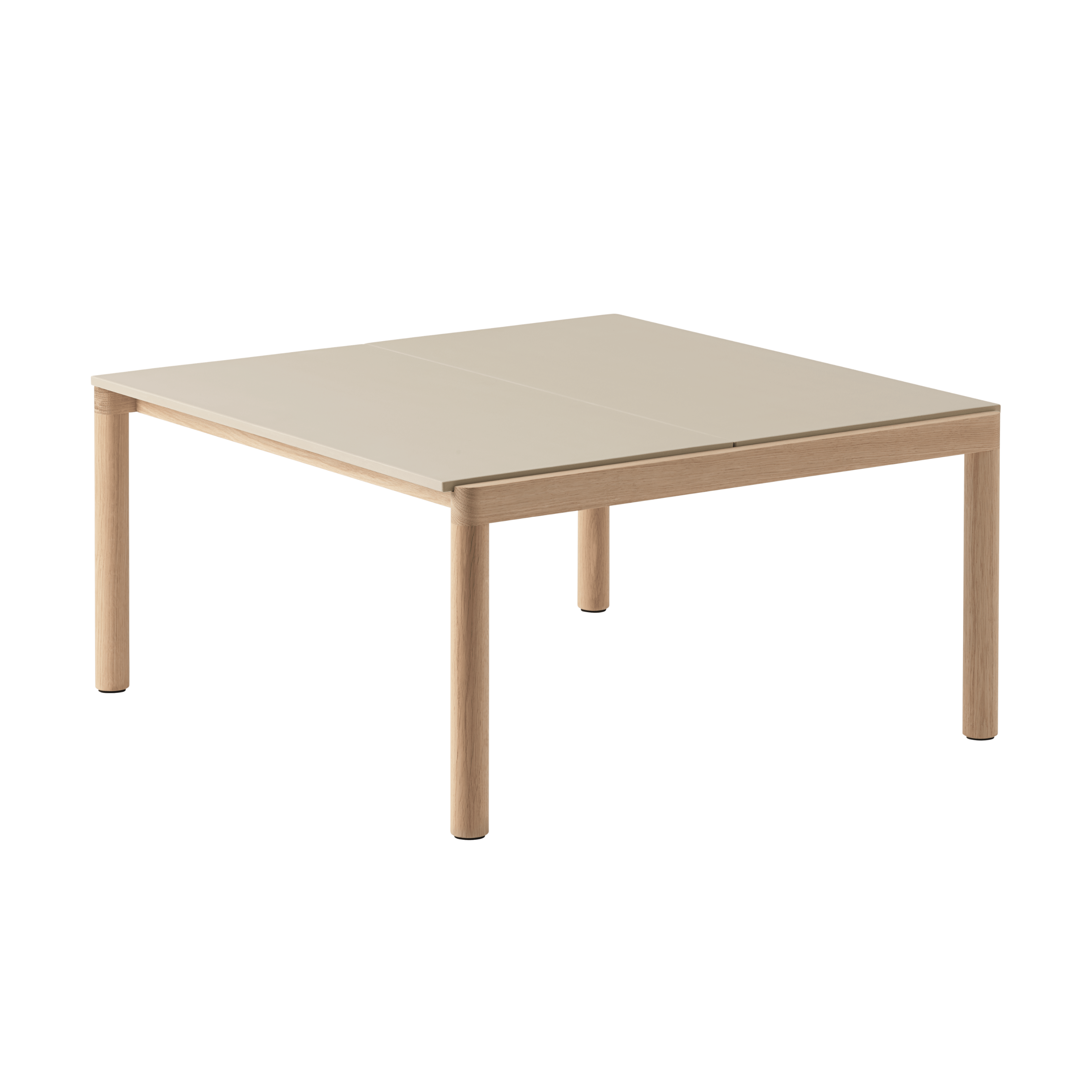 Salontafel COUPLE zandkleurig met eiken basis