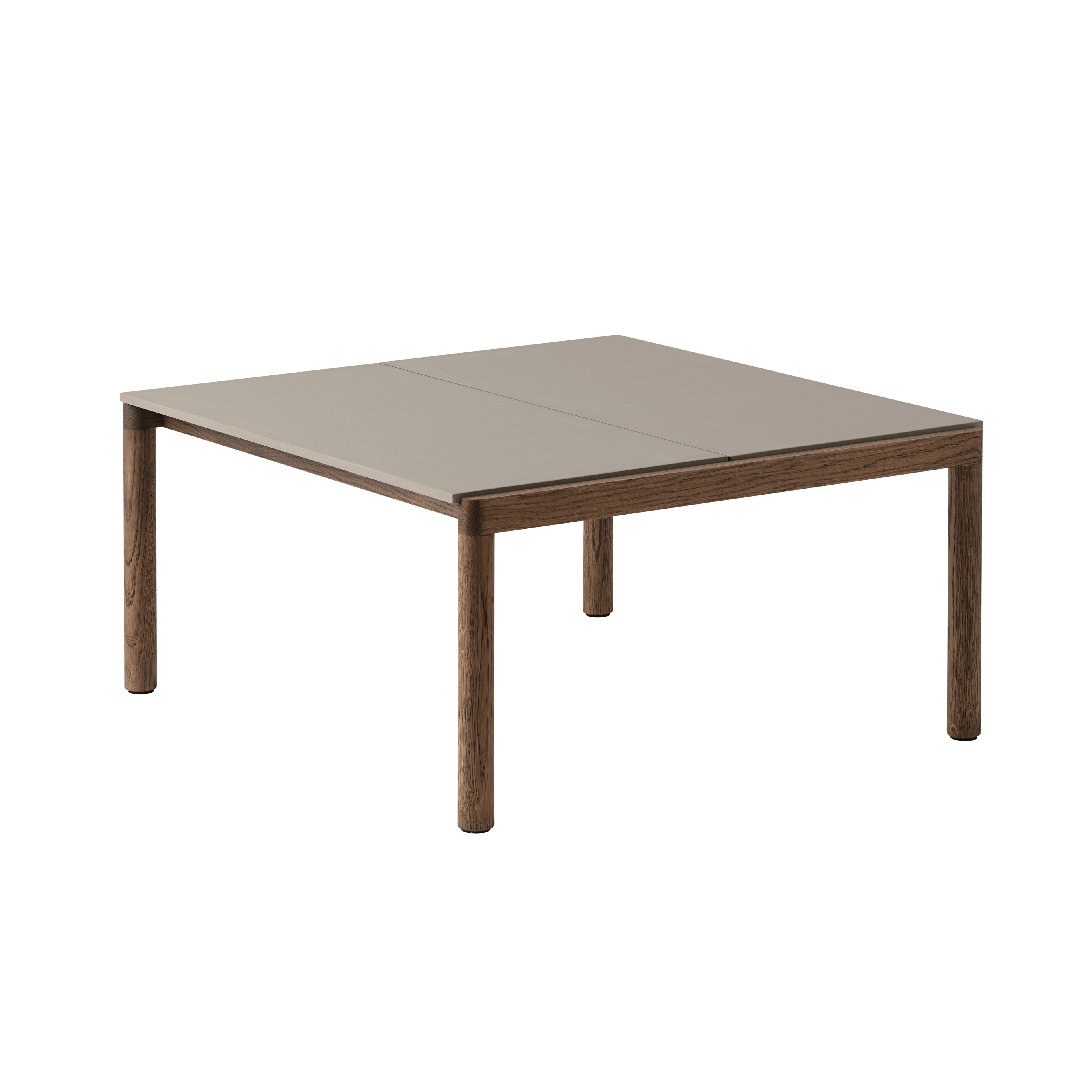 Couchtisch COUPLE taupe met een donkere eiken basis