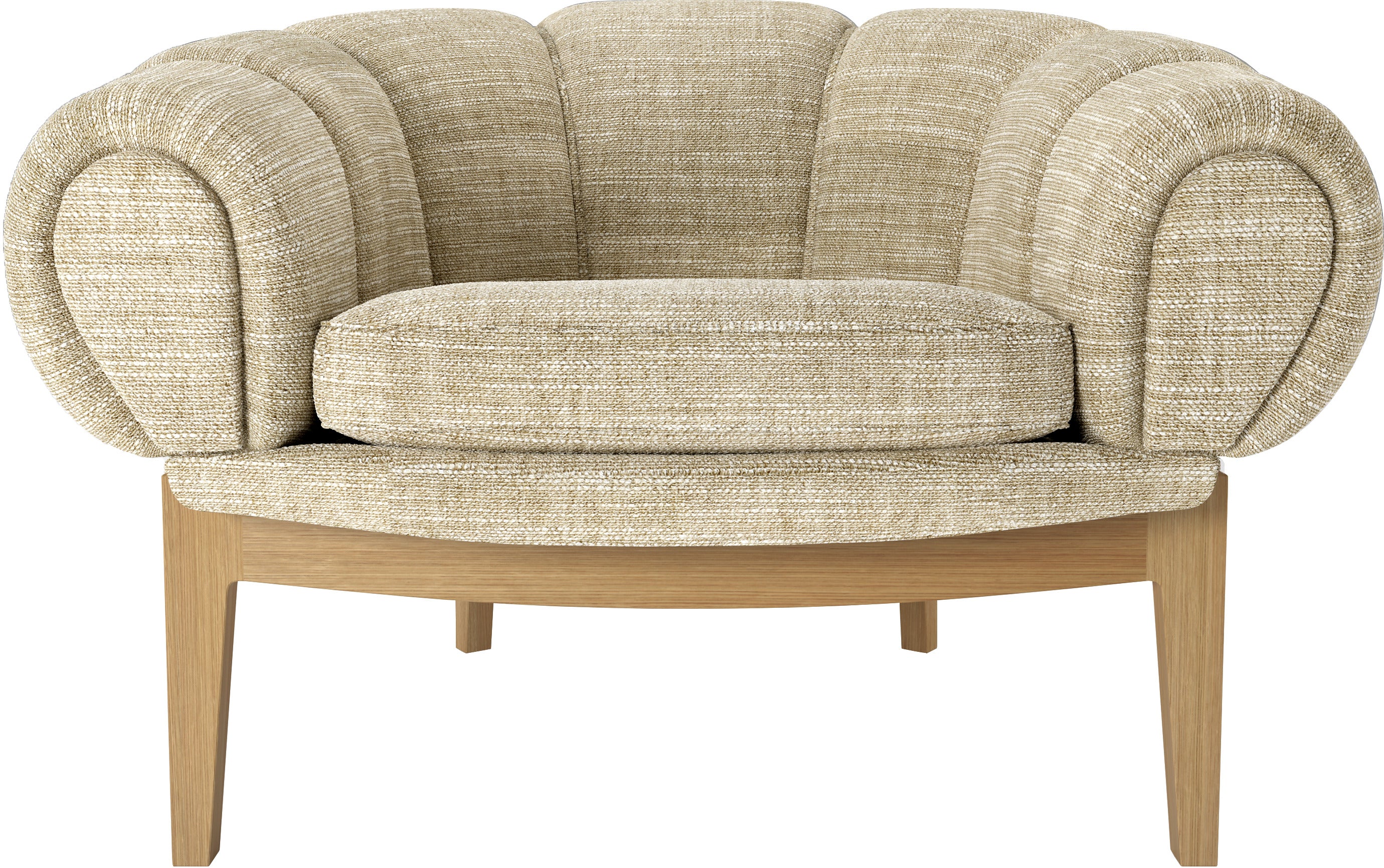 CROISSANT upholstered armchair with an oak base