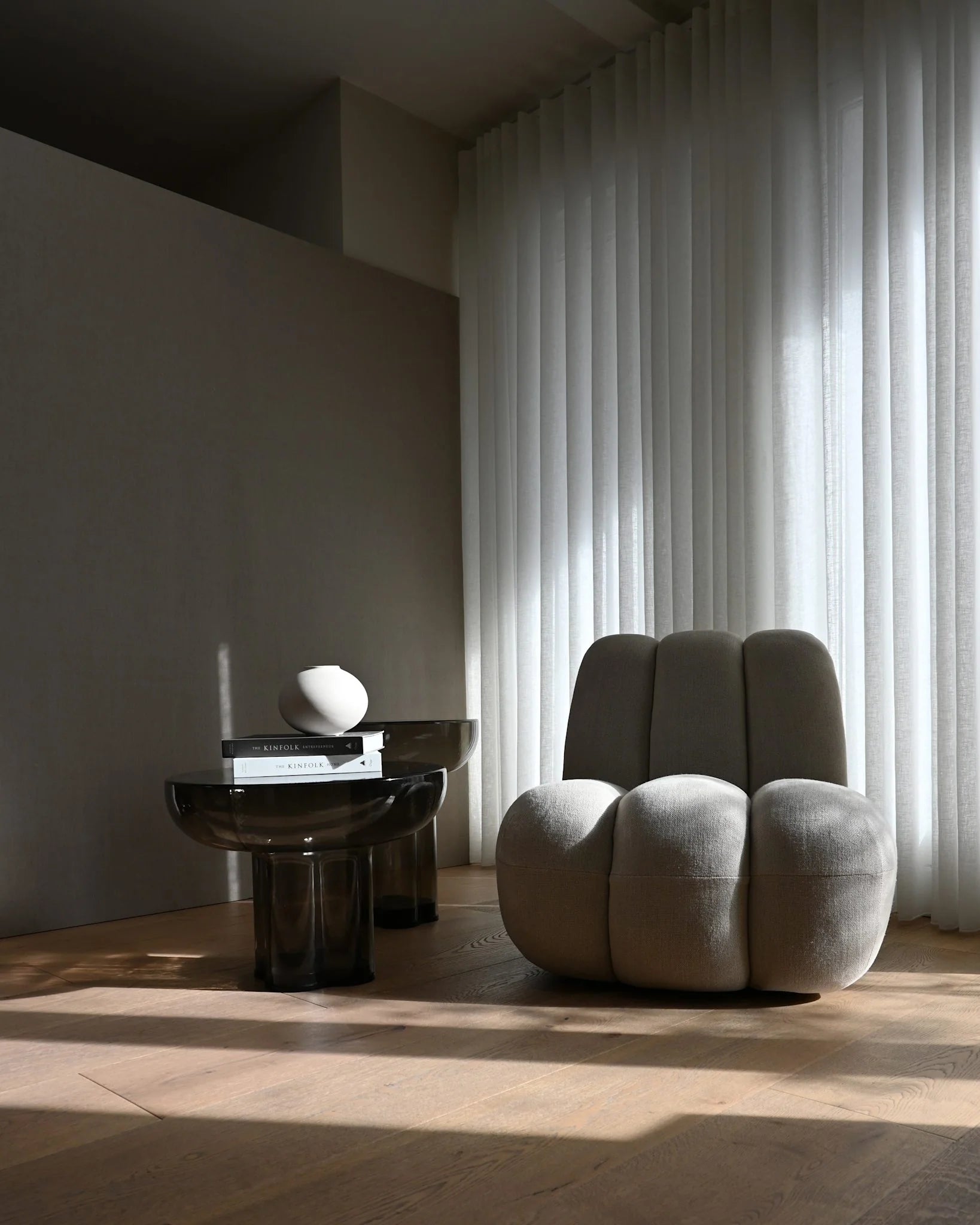 Bijzettafel CROWN rokerig glas