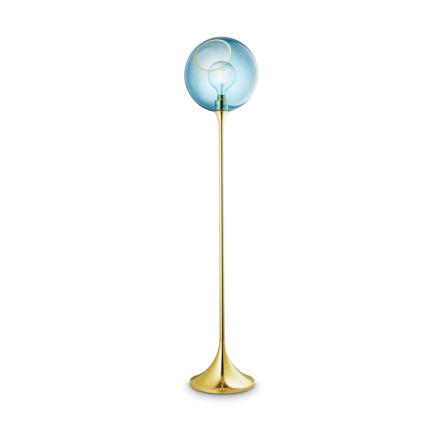 Ballroom Floor Lamp in Blue with Gold Base