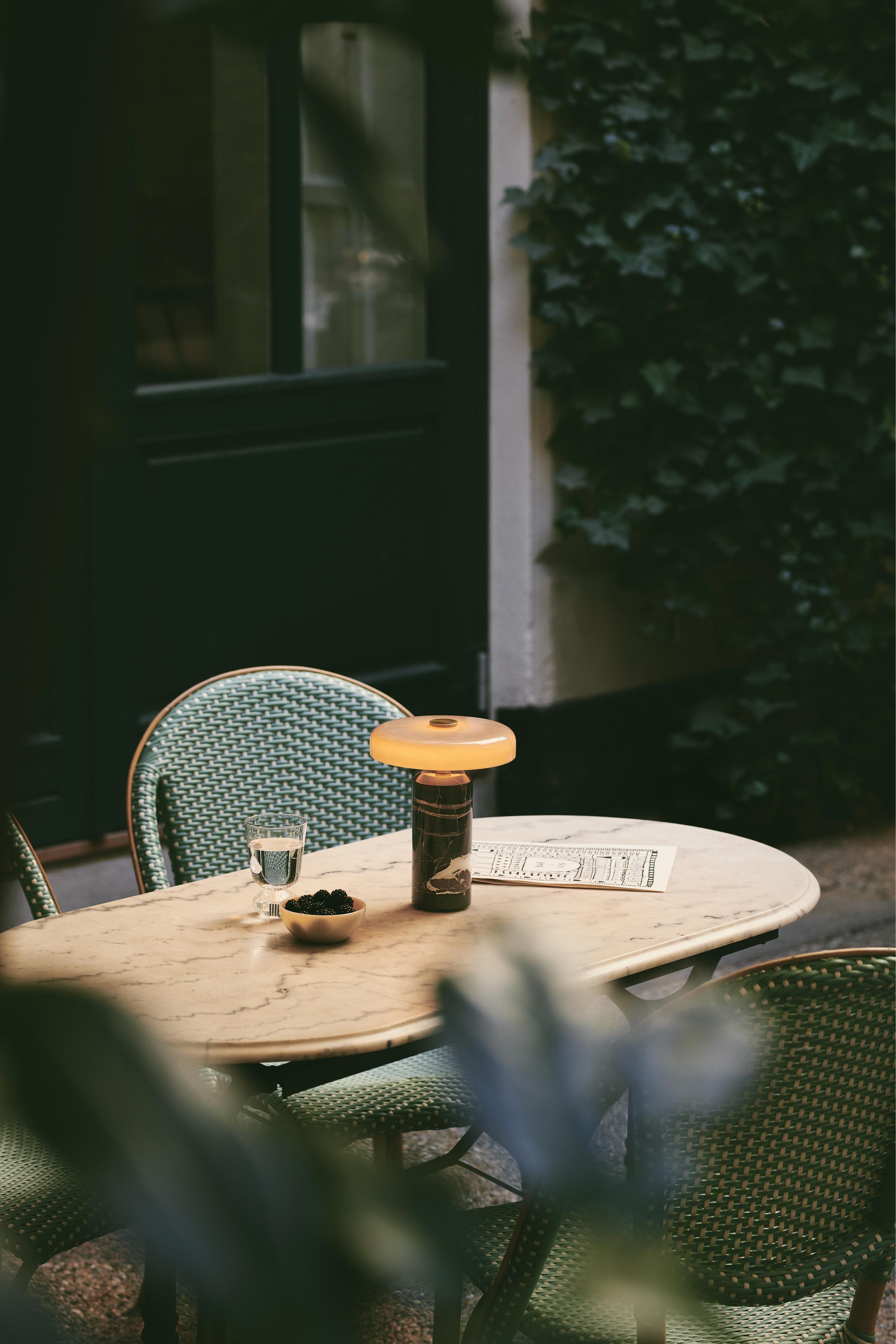 Portable lamp TRIP gray marble with smoky glass
