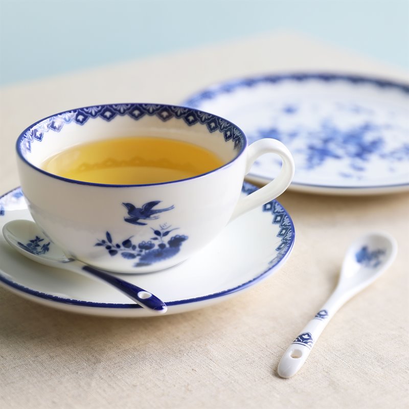 Tassen-Set mit Untertasse DELFTWARE weiß mit blauem Muster