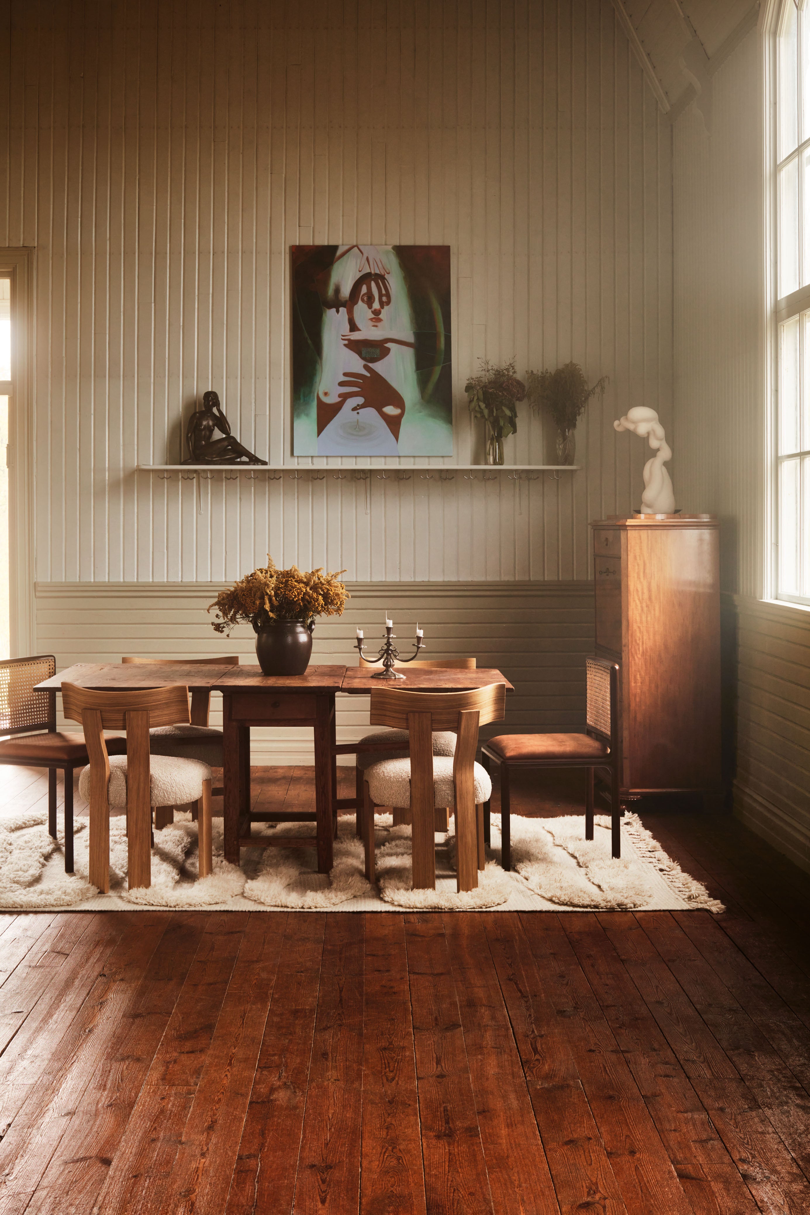 Stuhl ALBA beige Boucle mit Eichenbasis