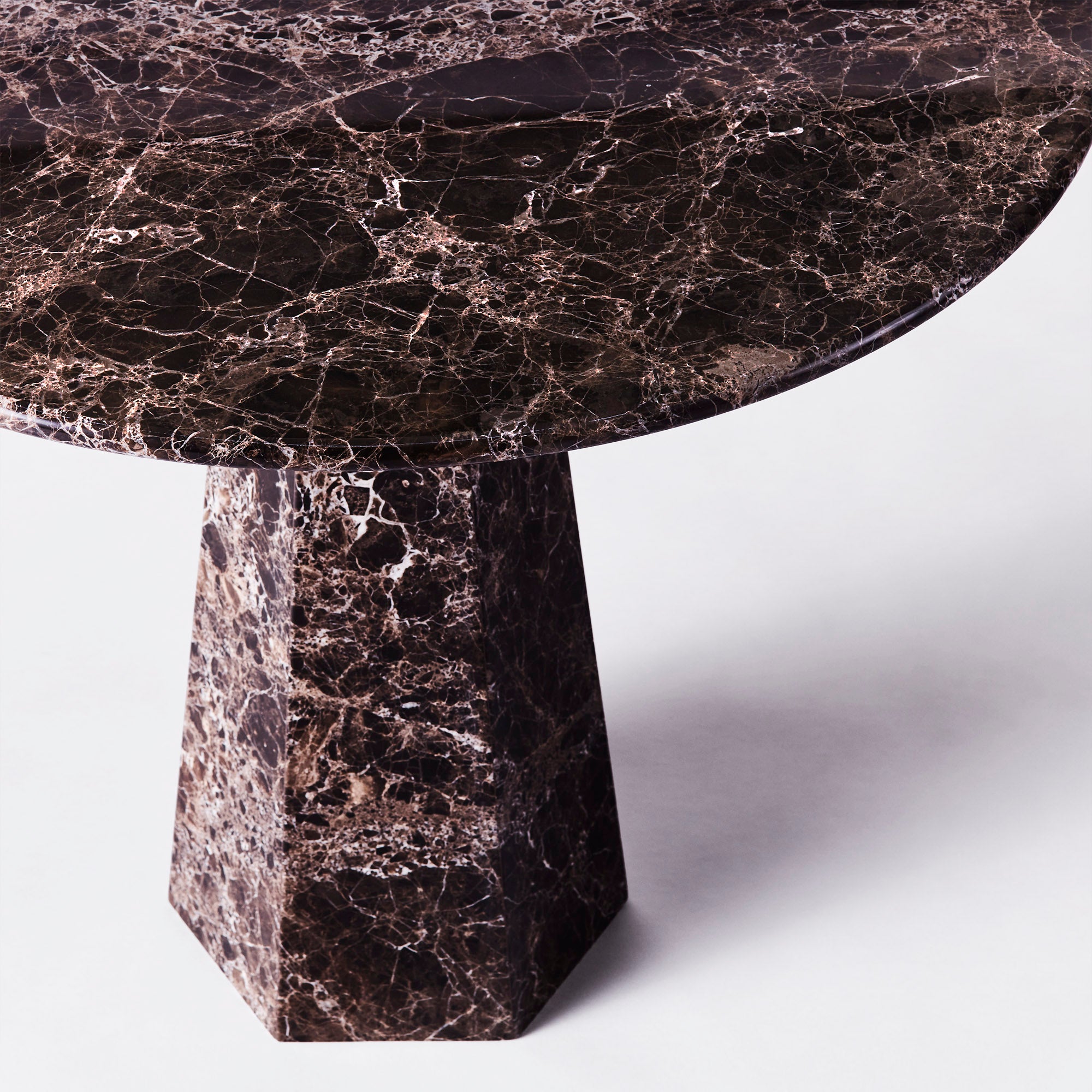 Round HEXAGON Table Emperador Marble