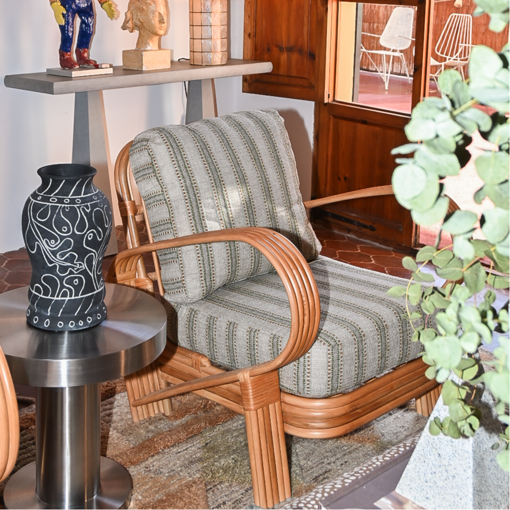 Sessel BAMBOO grün mit gebeiztem Bambus