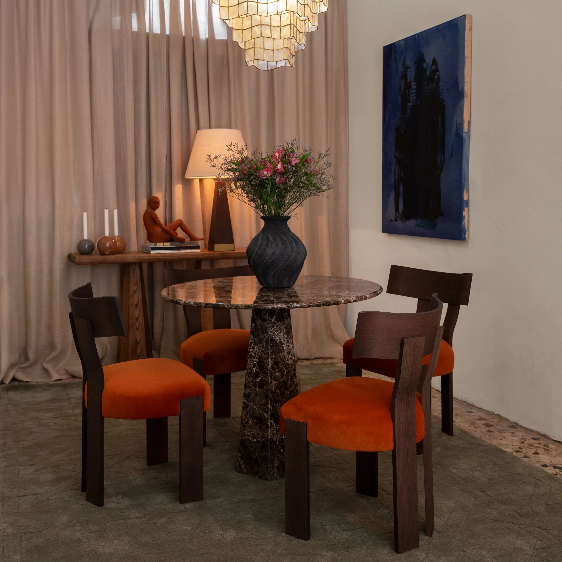 ALBA Chair orange with dark oak base