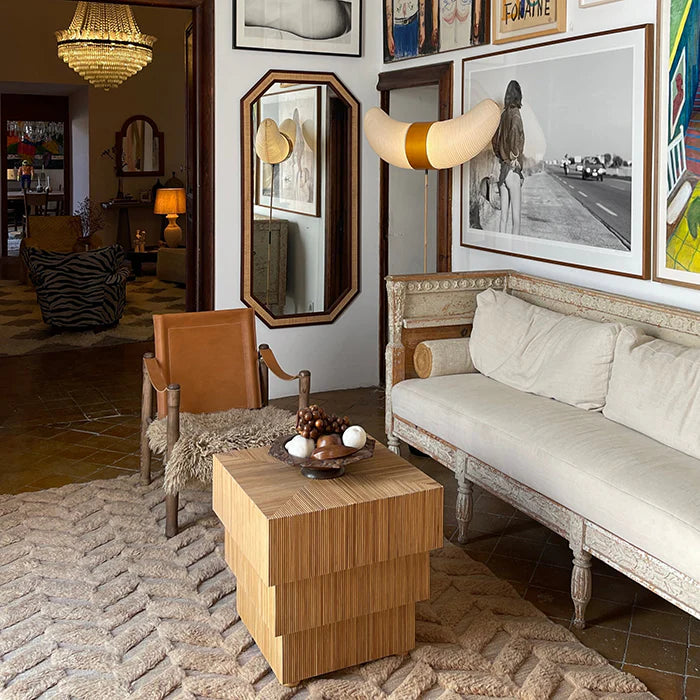 Lustro RATTAN Mahagoni und Rattan