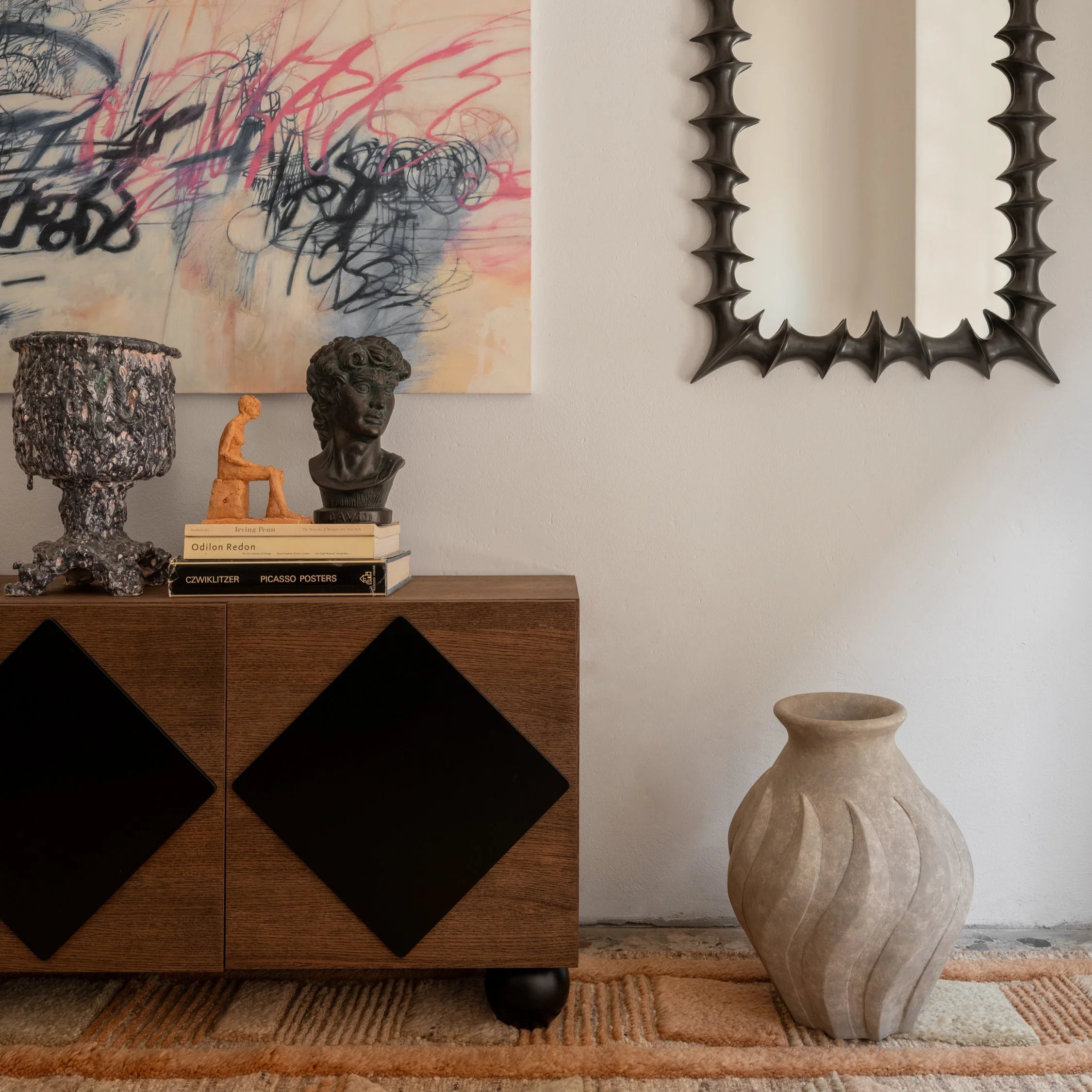 Vase SWIRL graue Keramik