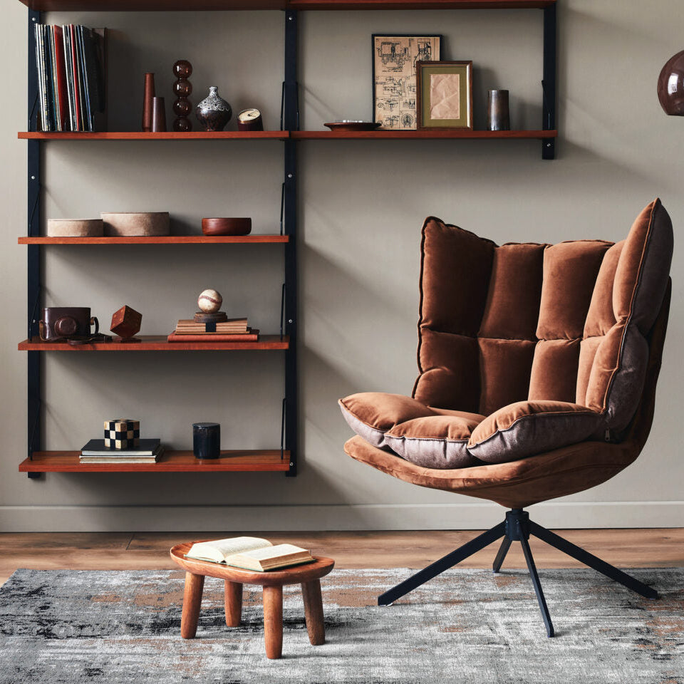 Vloerkleed DECO RUGS grijs met bruin en zwart