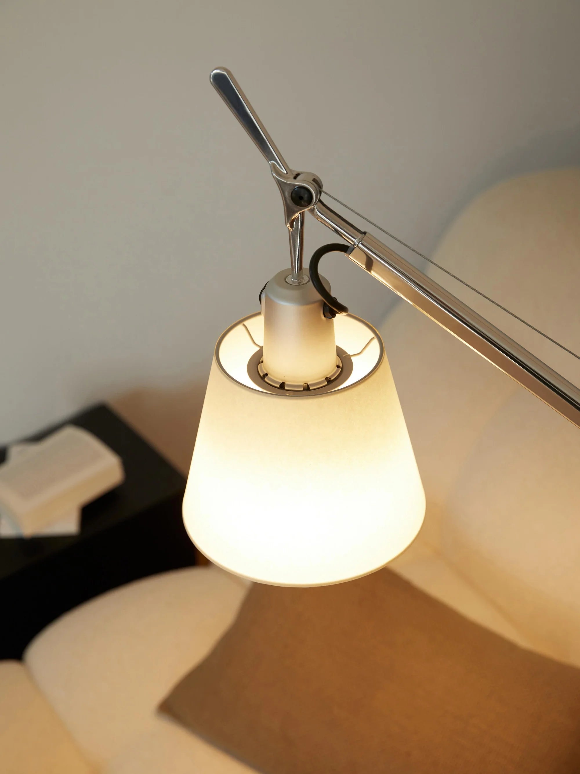 TOLOMEO BASCULANTE Reading Floor Lamp with Parchment Shade and Silver Base