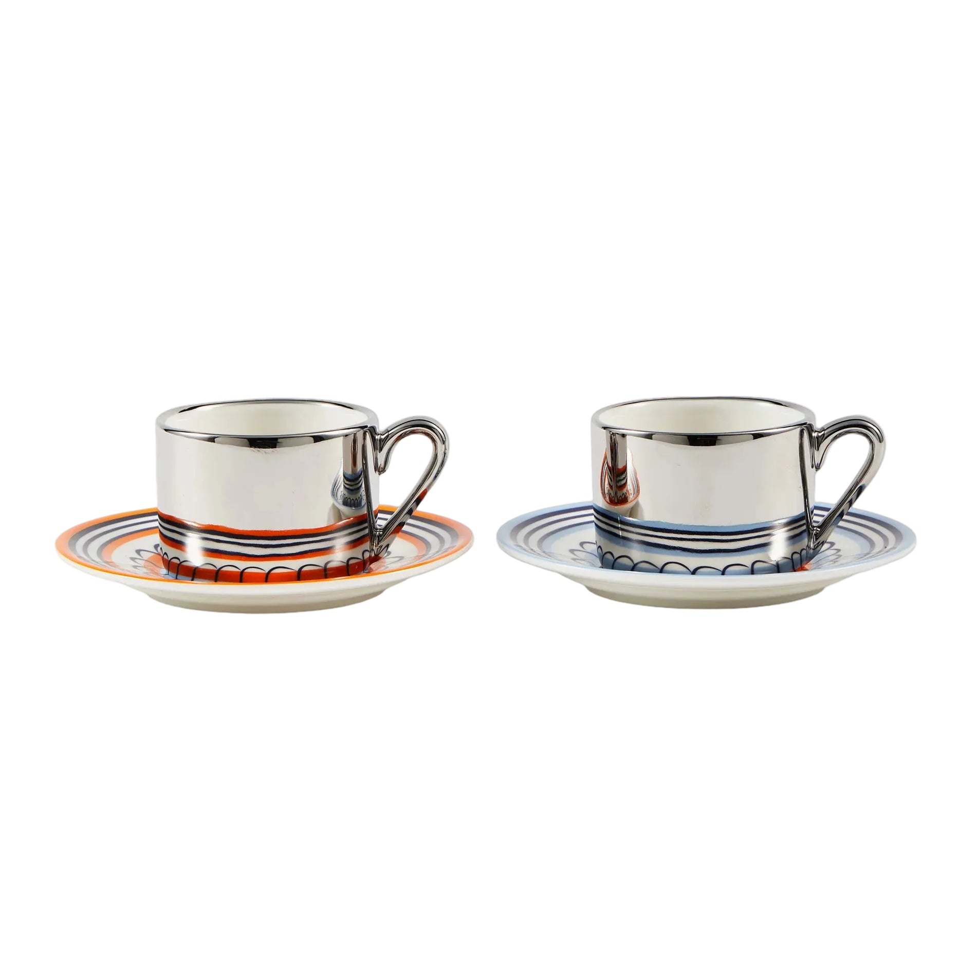 Set van espresso kopjes FLORAL oranje en blauw