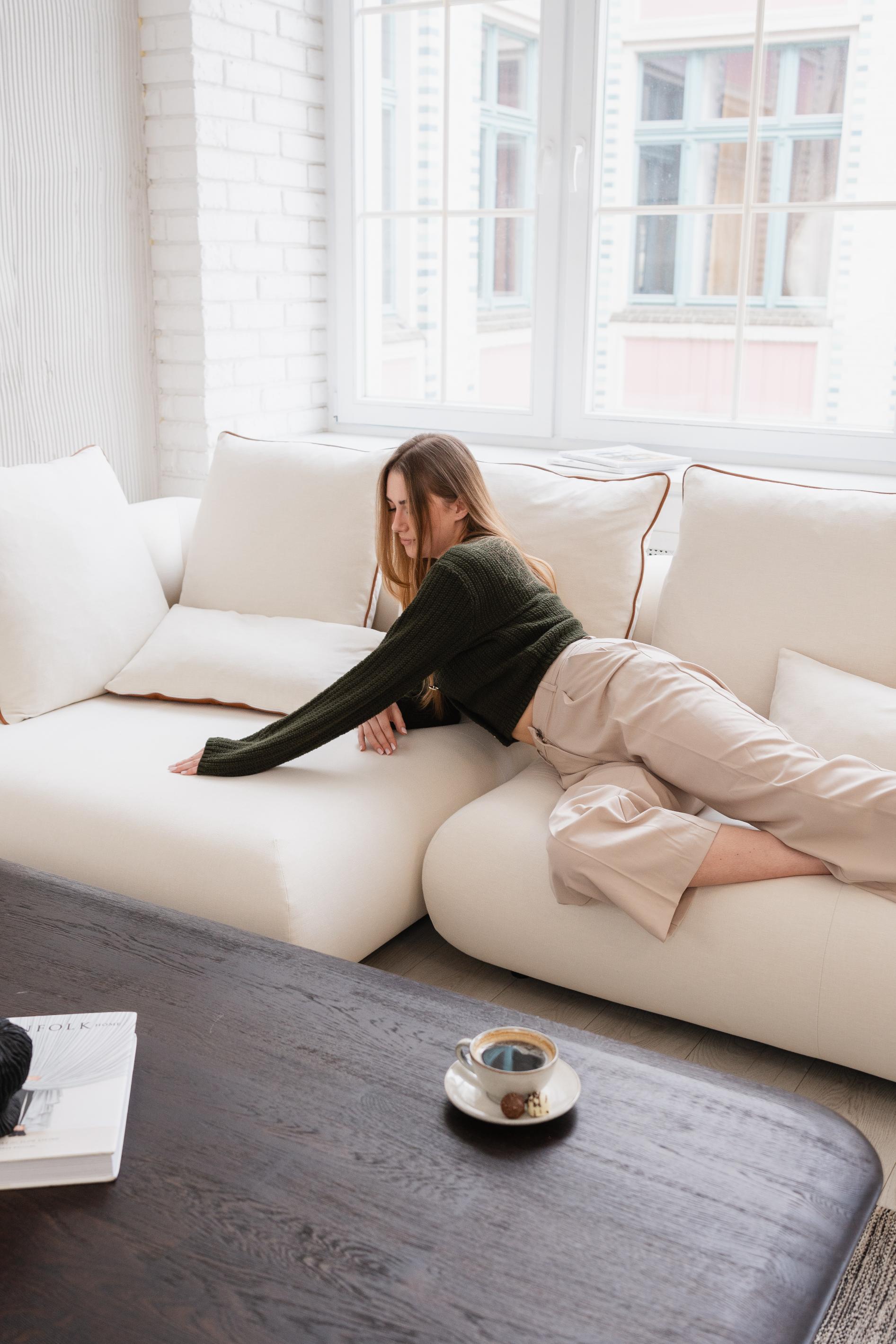 Modulaire rechtse hoekbank CASABLANCA gepersonaliseerd