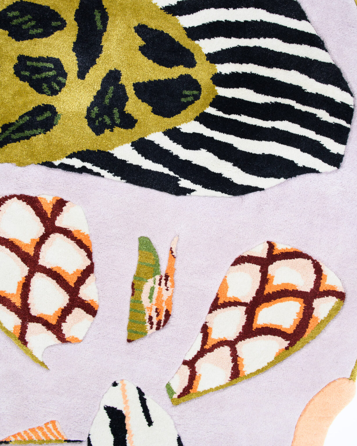 Asymmetrical decorative rug STARLINE pink with mustard