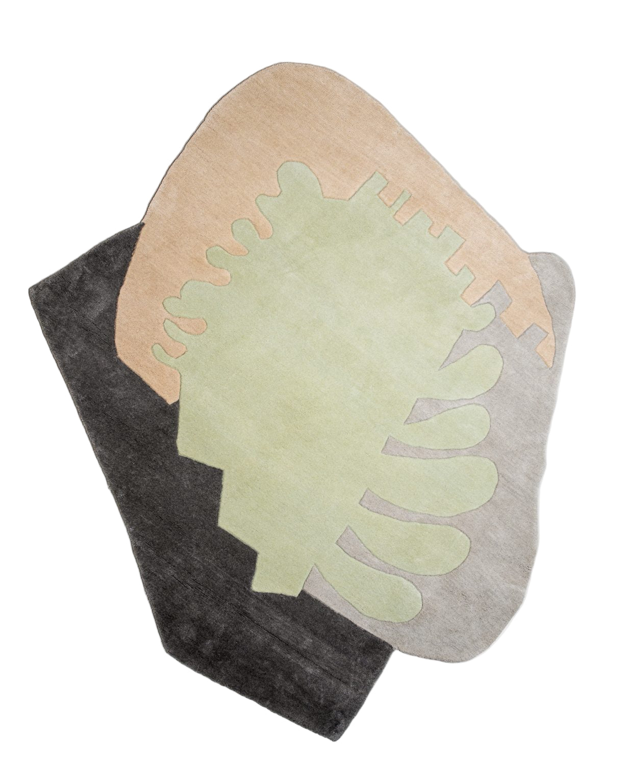 Asymmetrisch decoratief tapijt FUSION groen met grijs