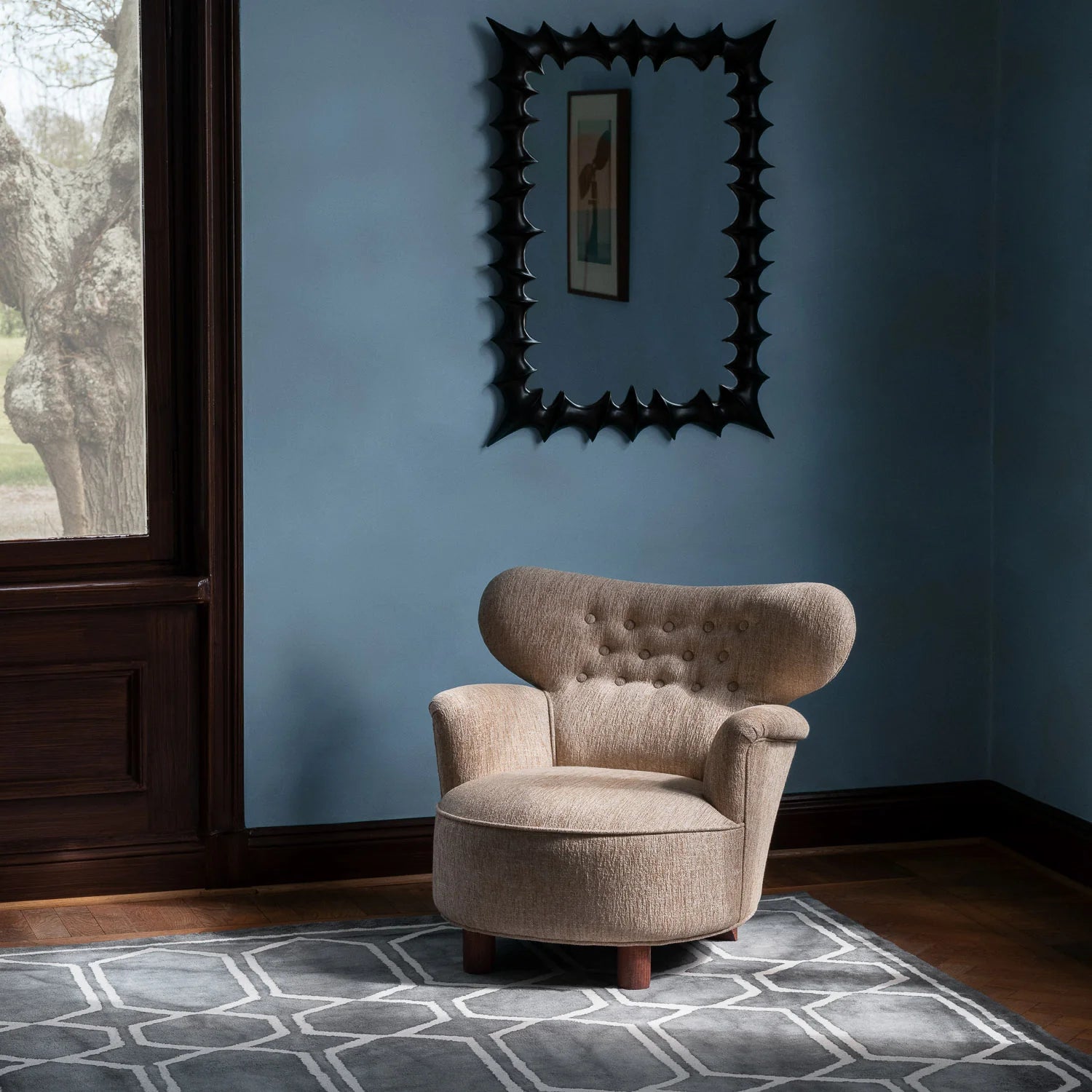 BRUTALIST mirror black beech wood