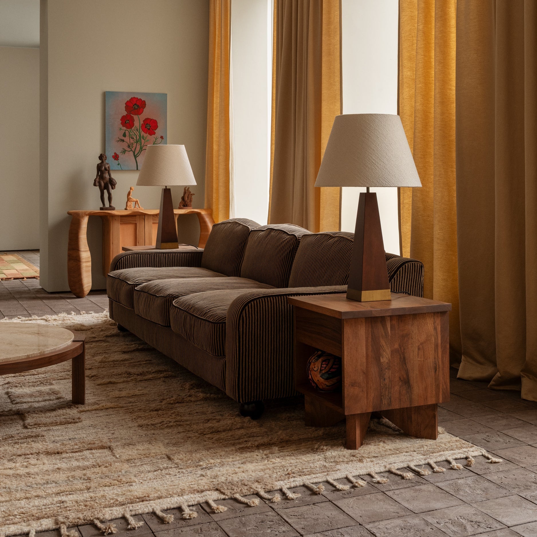 Sofa 3-sitzig LOLA braun-schwarz gestreift