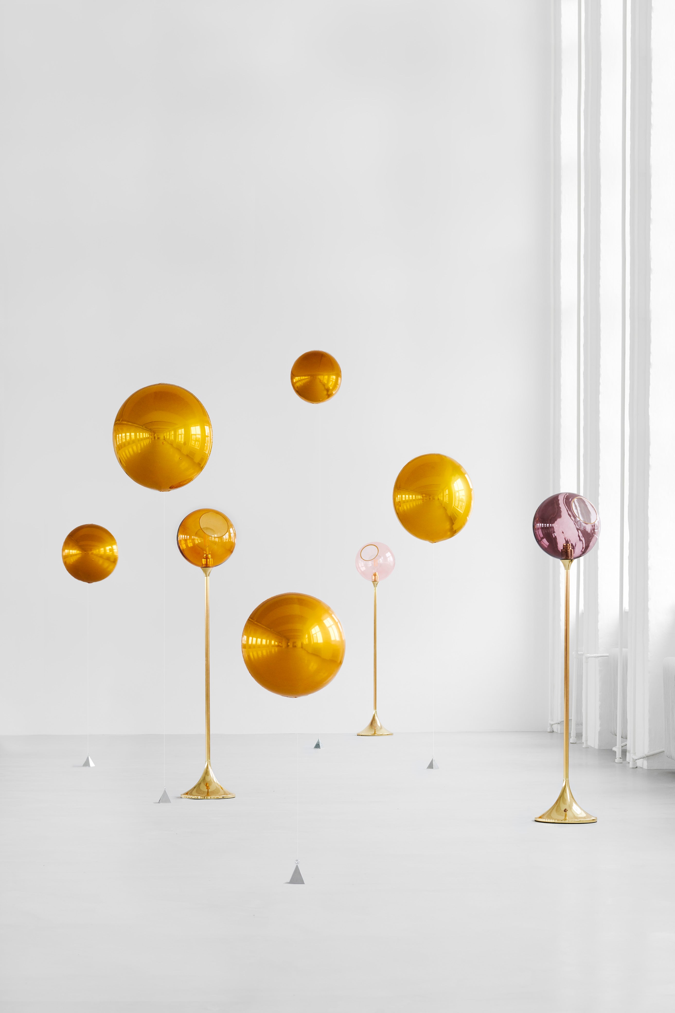 BALLROOM floor lamp pink with a gold base