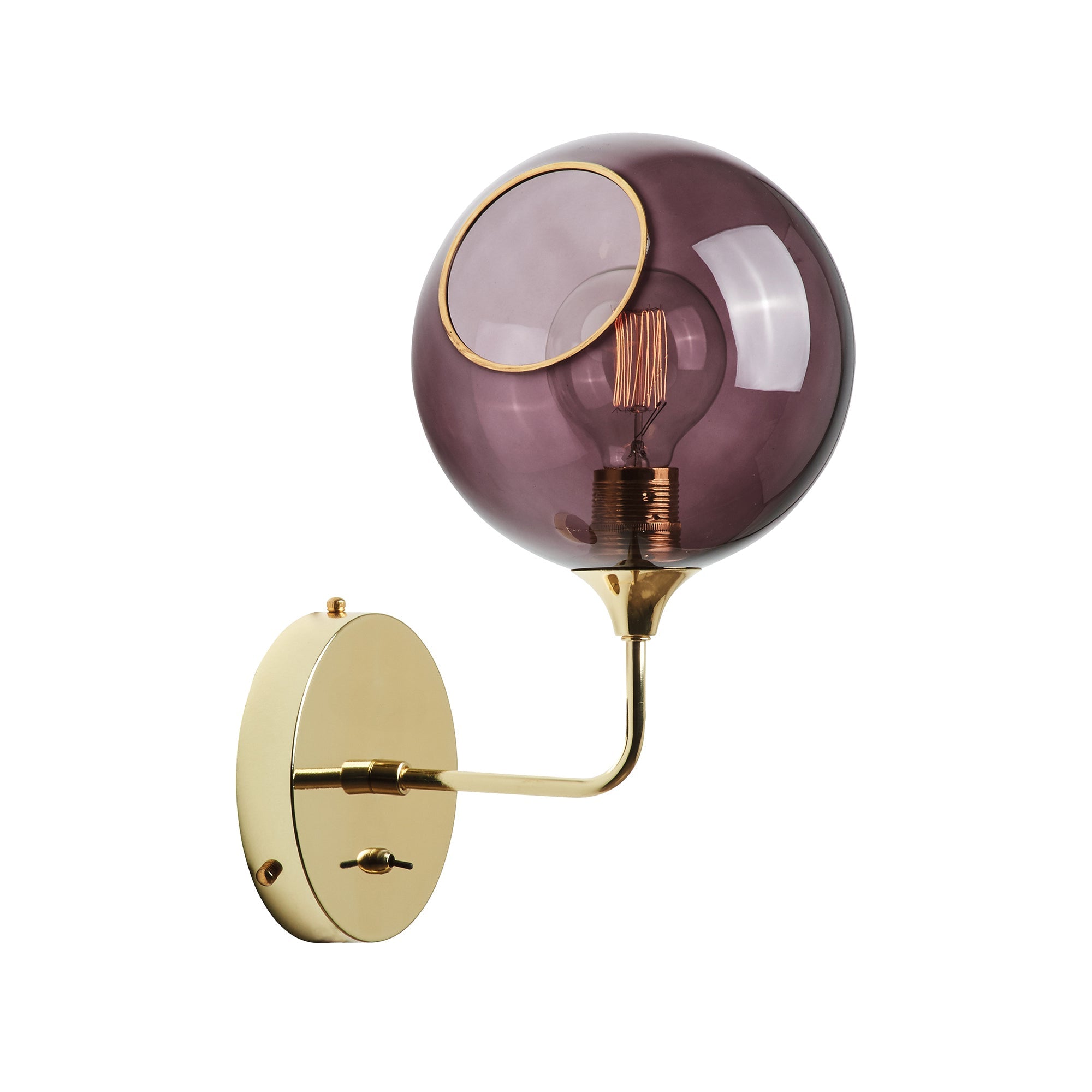 BALLROOM wall lamp plum glass with a gold base