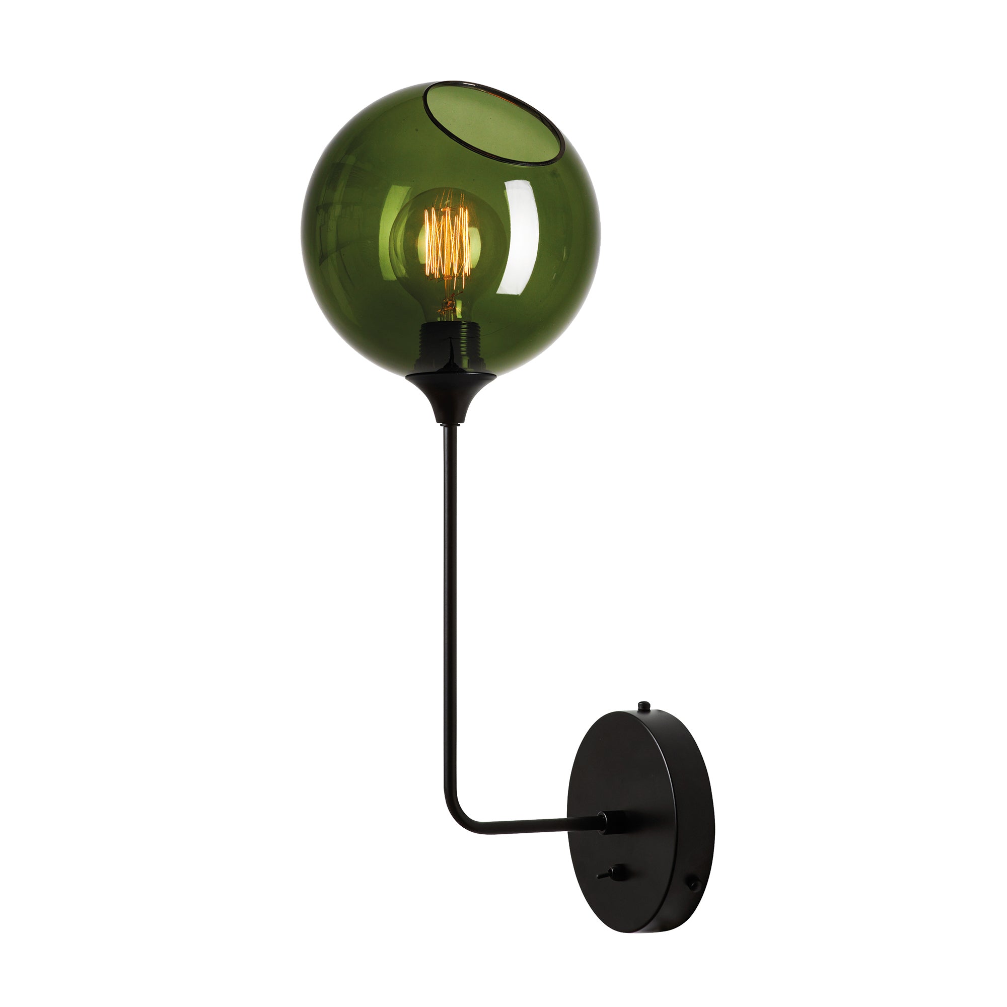 Wandlamp BALLROOM donkergroen glas met zwarte voet