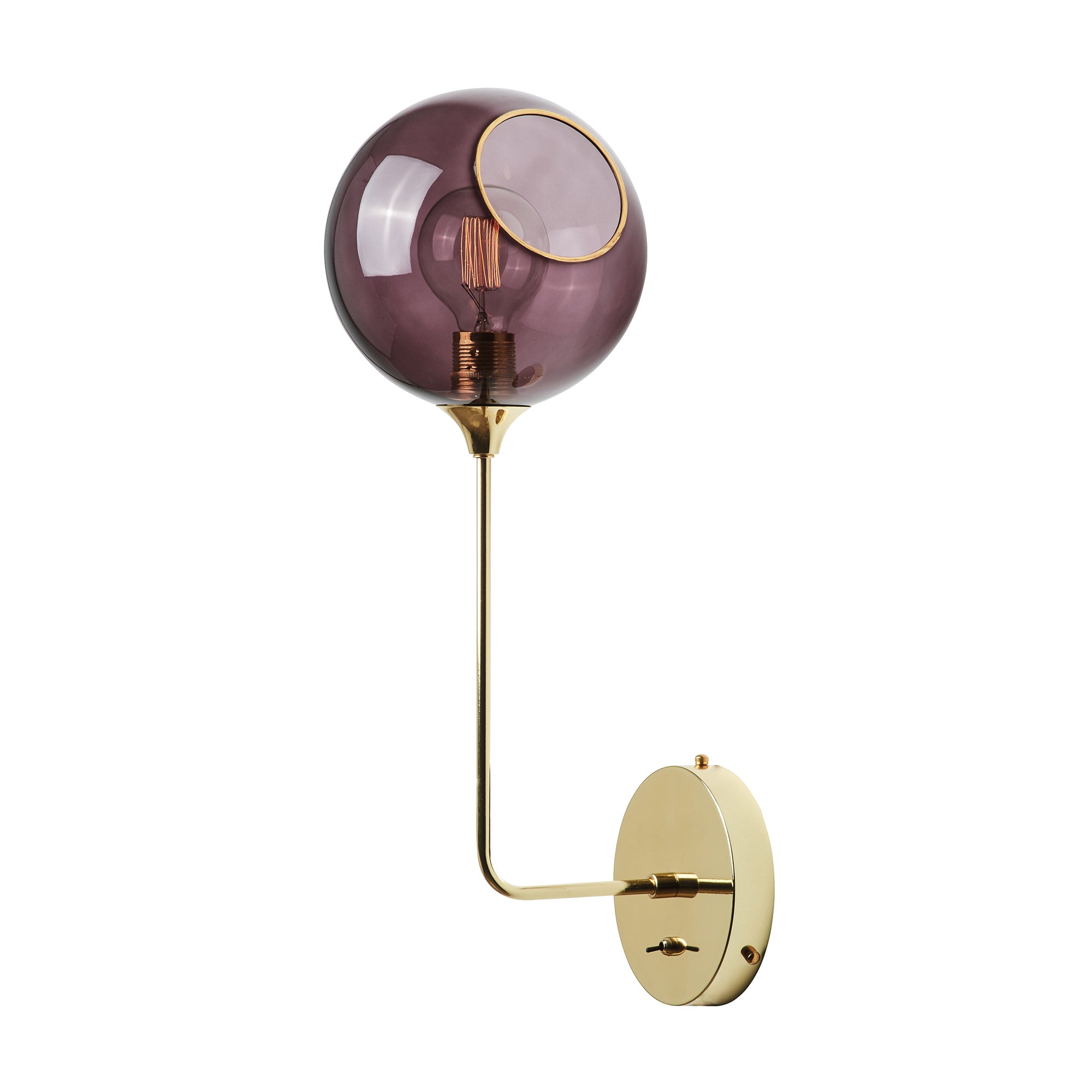 BALLROOM wall lamp plum glass with a gold base