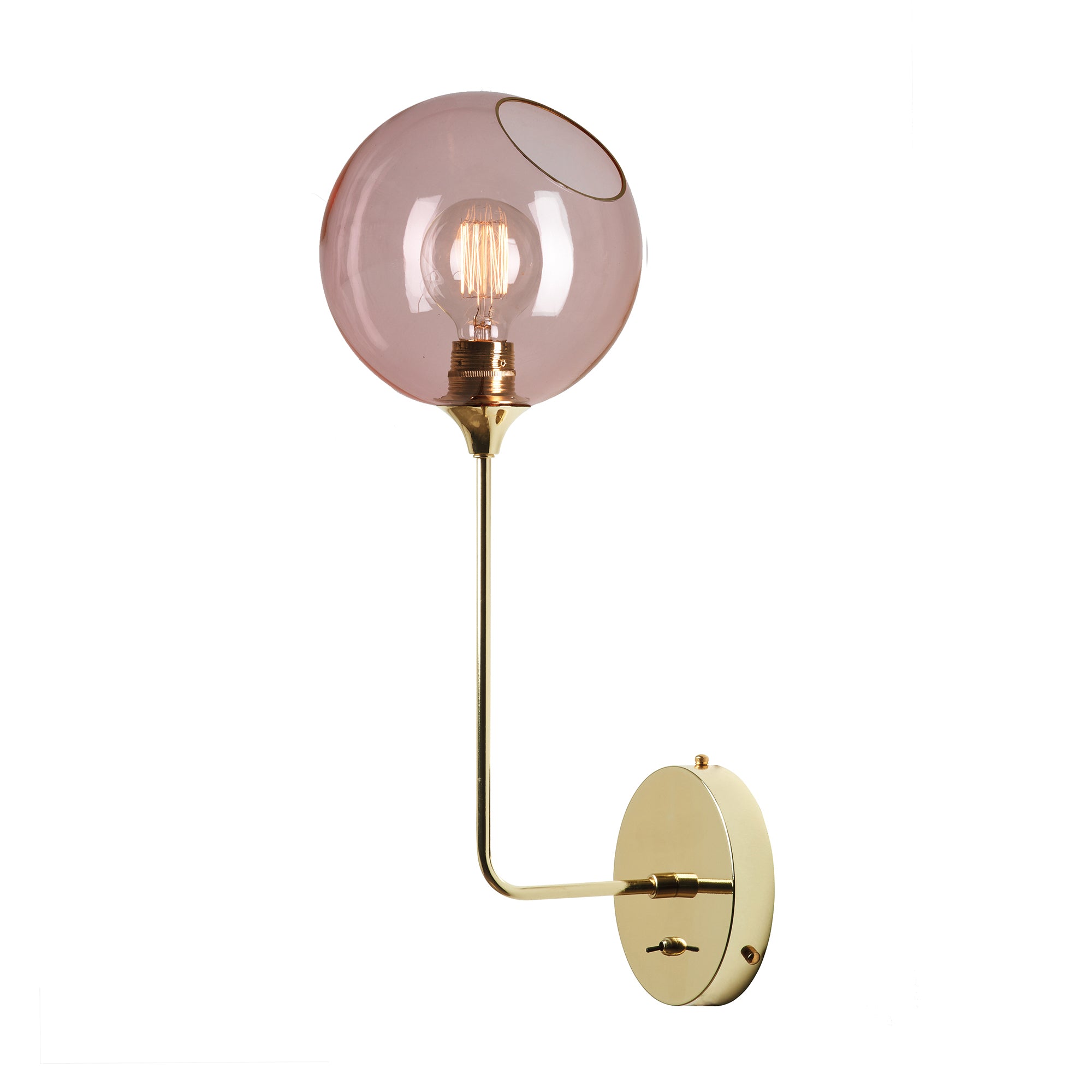 Wandlamp BALLROOM roze glas met gouden voet