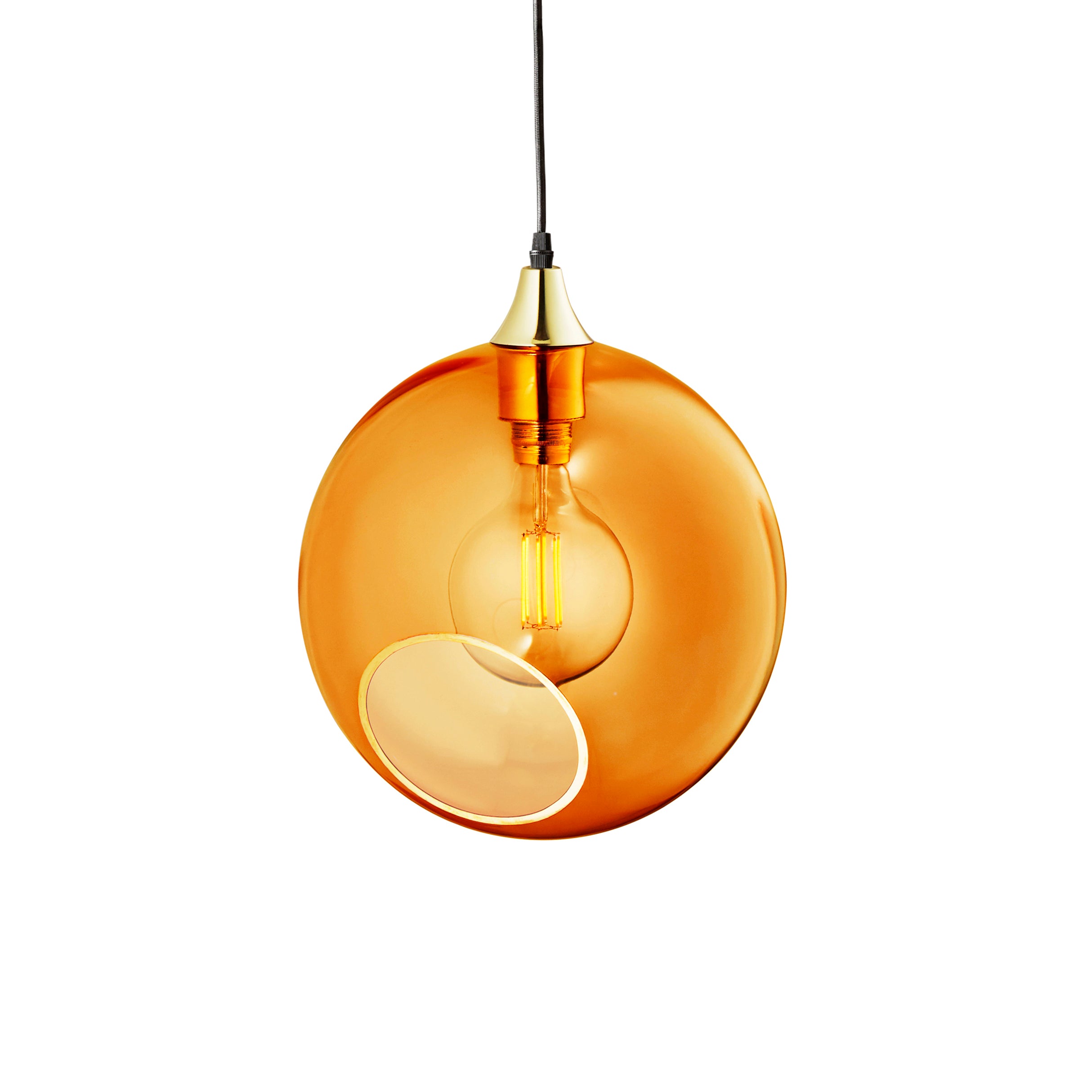BALLROOM pendant lamp in amber with gold finish