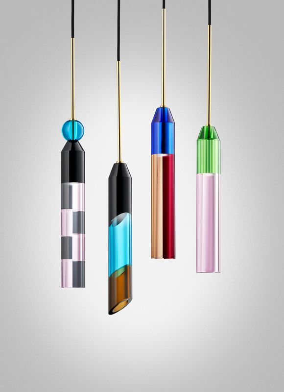 Hanglamp CARNIVAL NO. 3 zwart met blauw en bruin