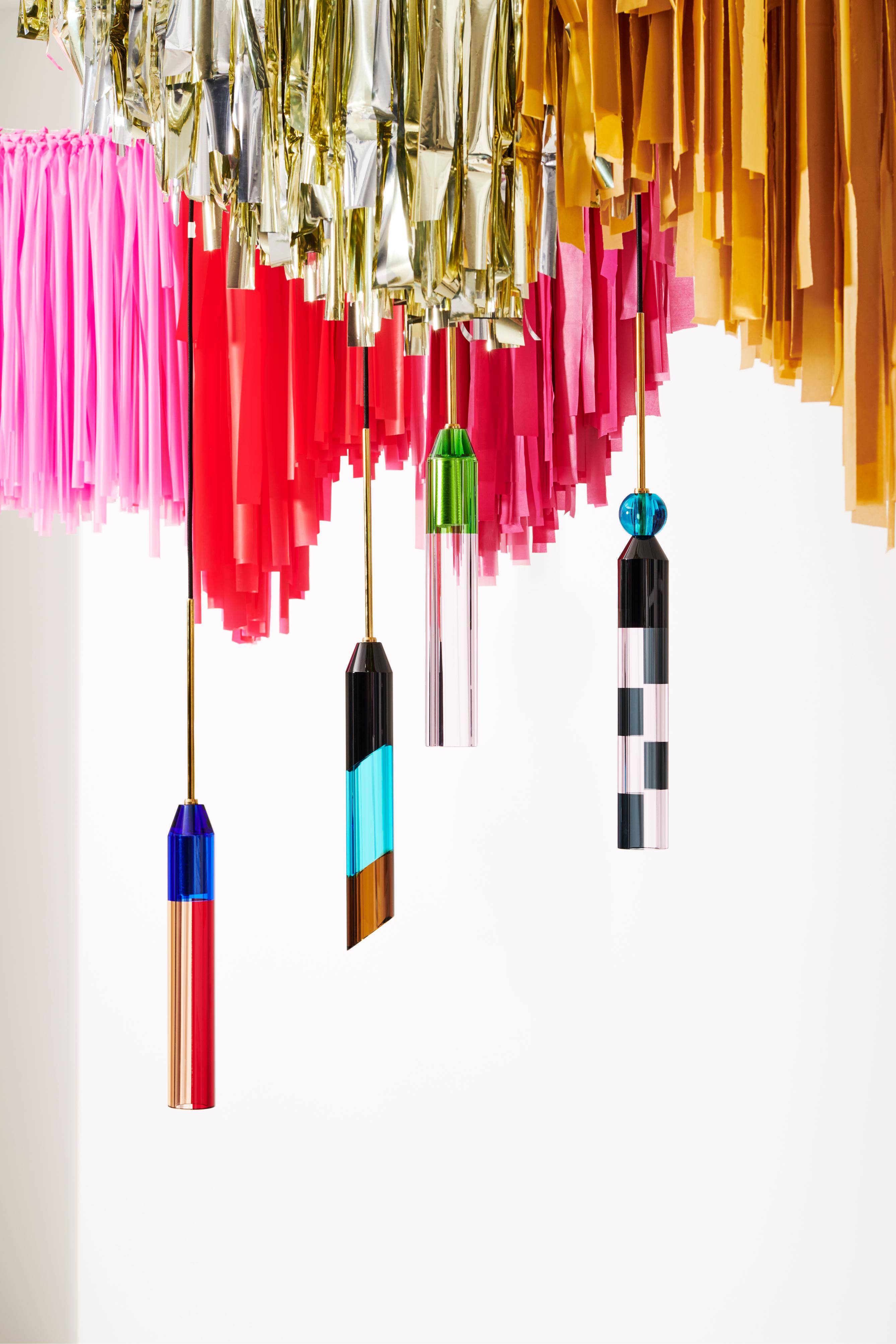 Hanglamp CARNIVAL NO. 3 zwart met blauw en bruin