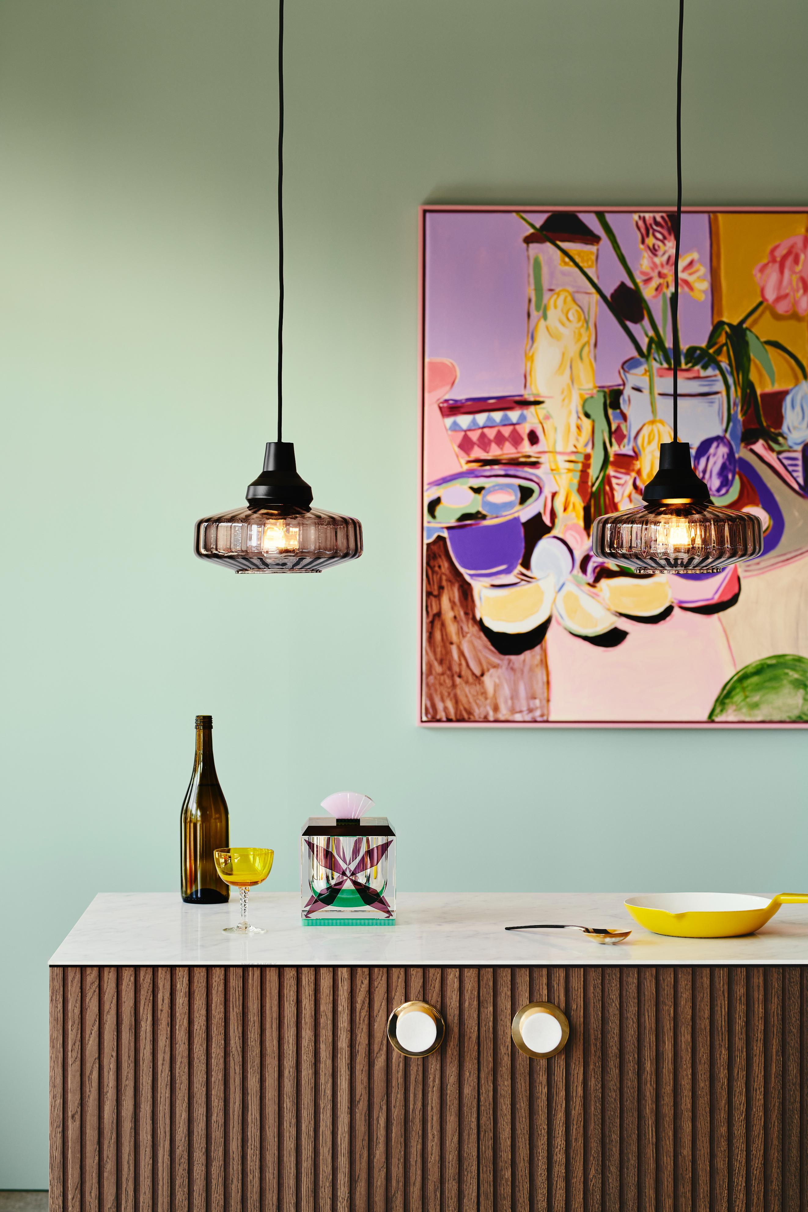 Hanglamp NEW WAVE OPTIC gerookt glas met zwarte afwerking