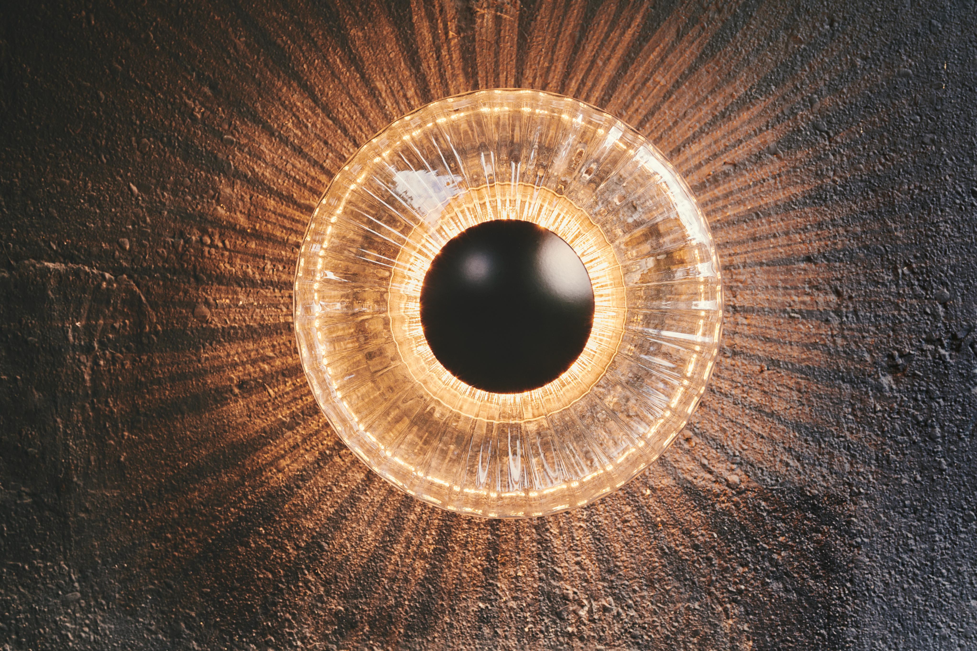 NEW WAVE OPTIC transparent outdoor wall lamp with black finish