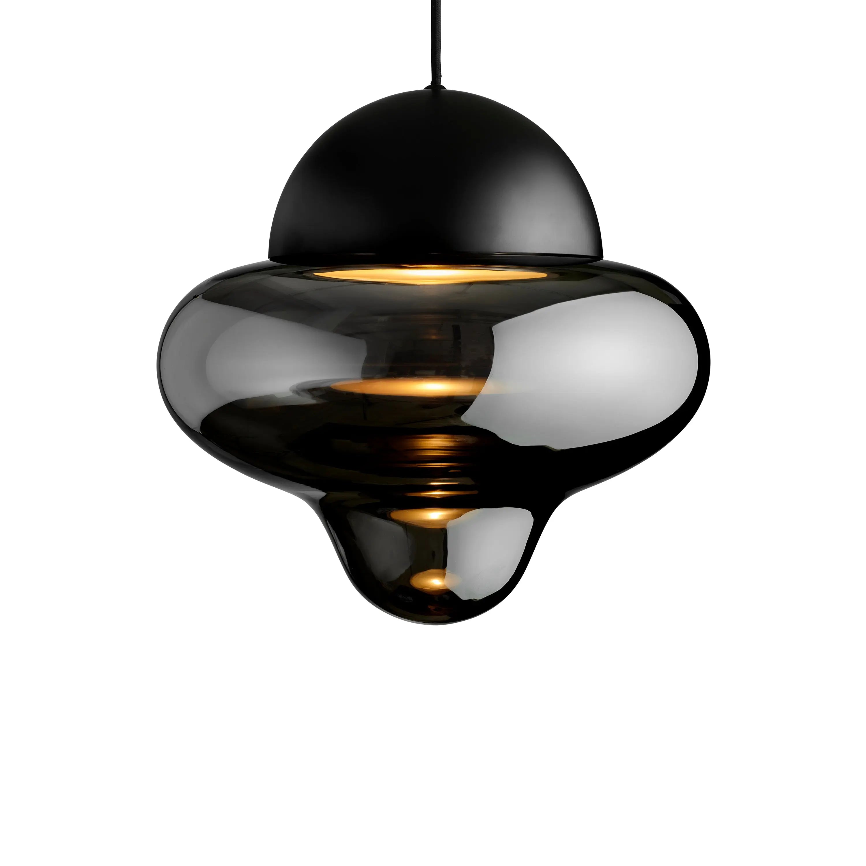 Lampa wisząca NUTTY szkło dymione z czarnym wykończeniem z oświetleniem LED