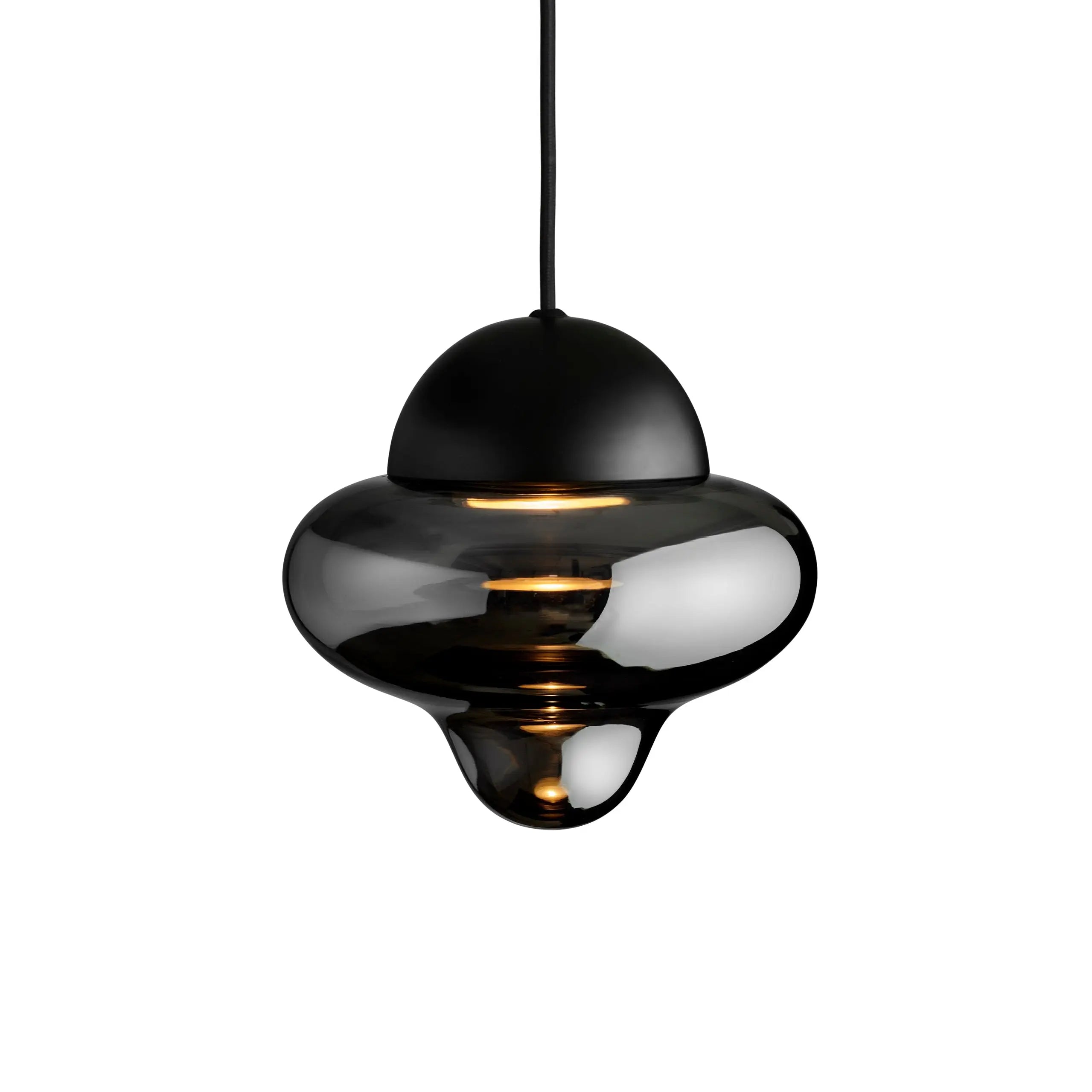 Lampa wisząca NUTTY szkło dymione z czarnym wykończeniem – Design By Us