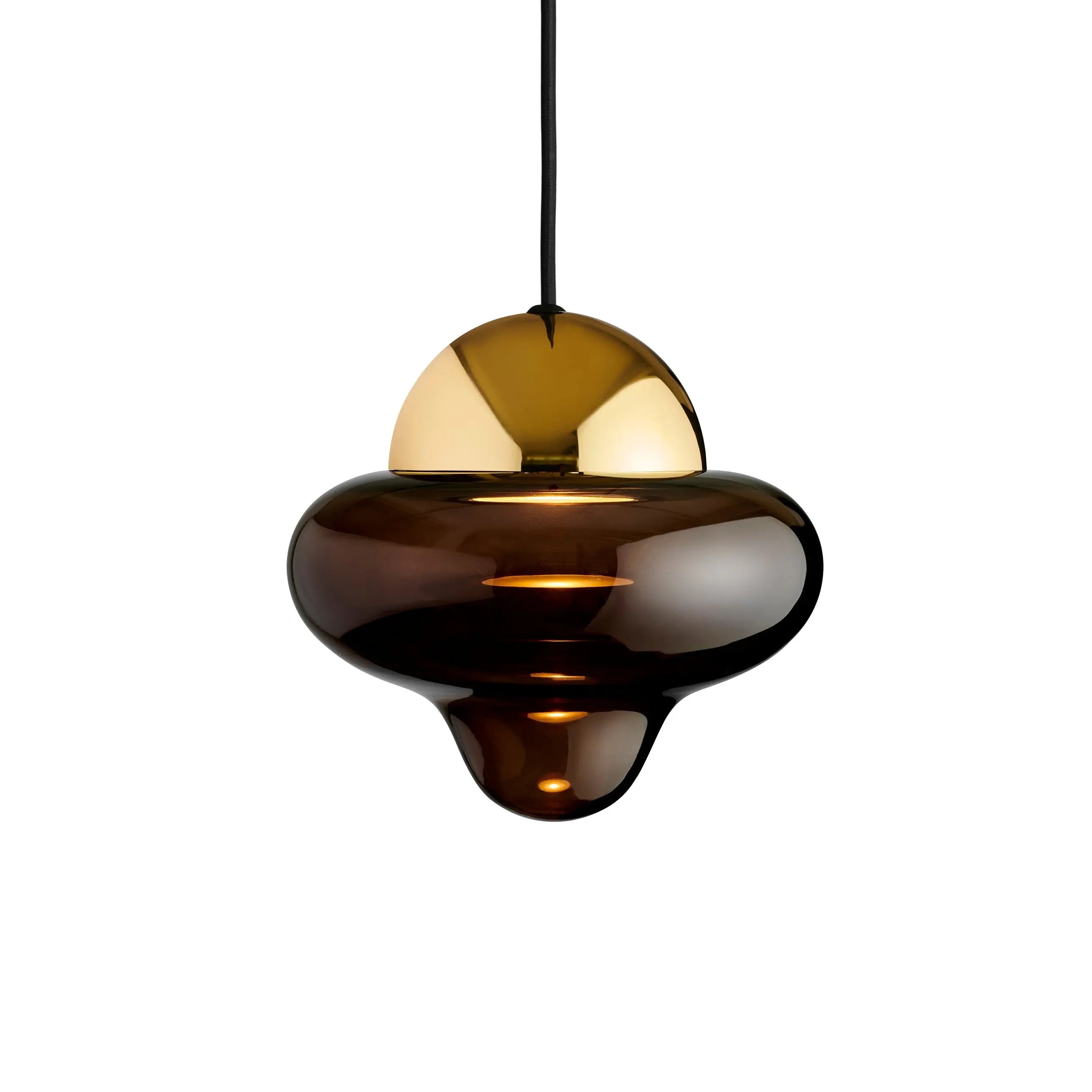 Lampa wisząca NUTTY szkło brązowe ze złotym wykończeniem – Design By Us