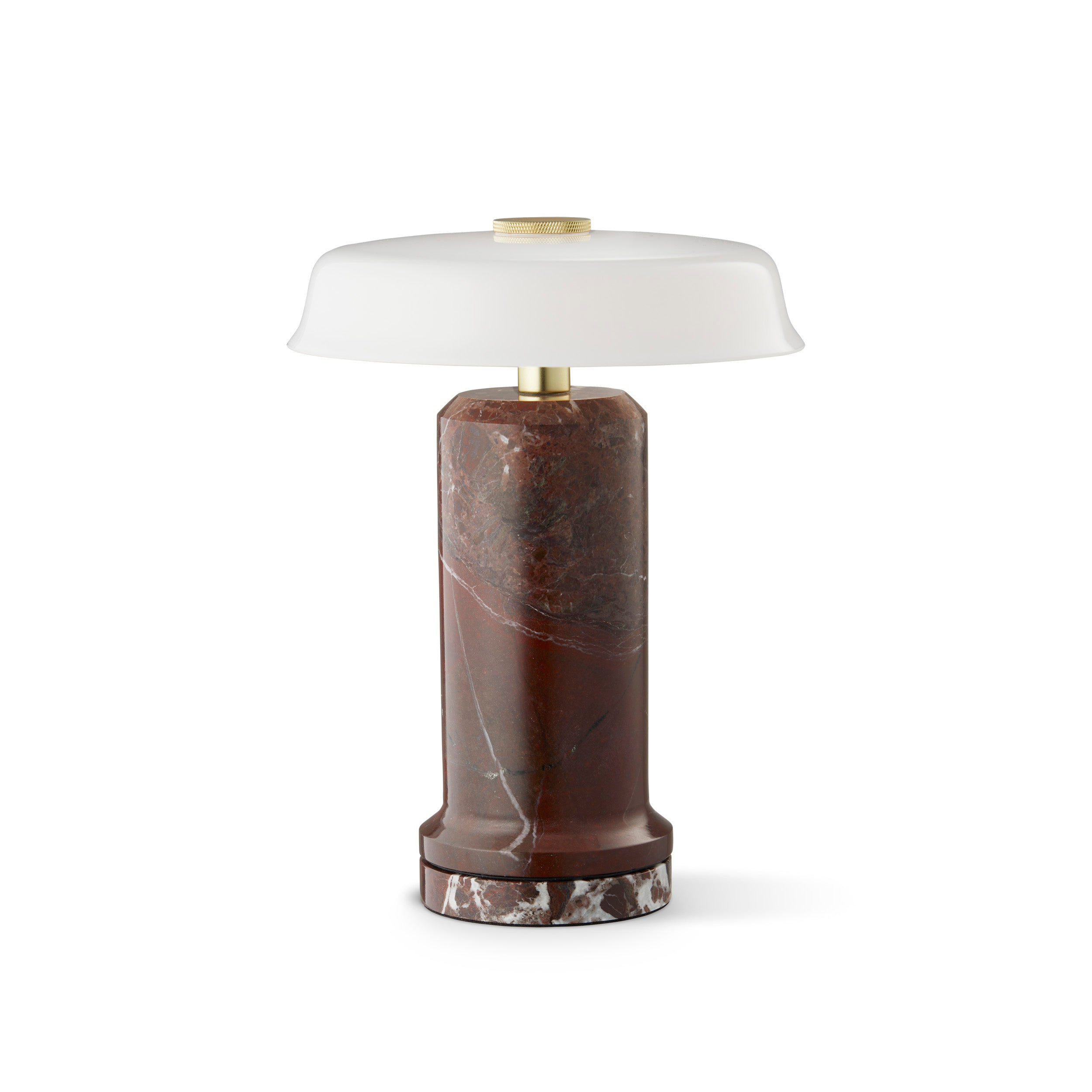 Tragbare Lampe TRIP NO. 2 burgunder marmor mit milchweißem Glas