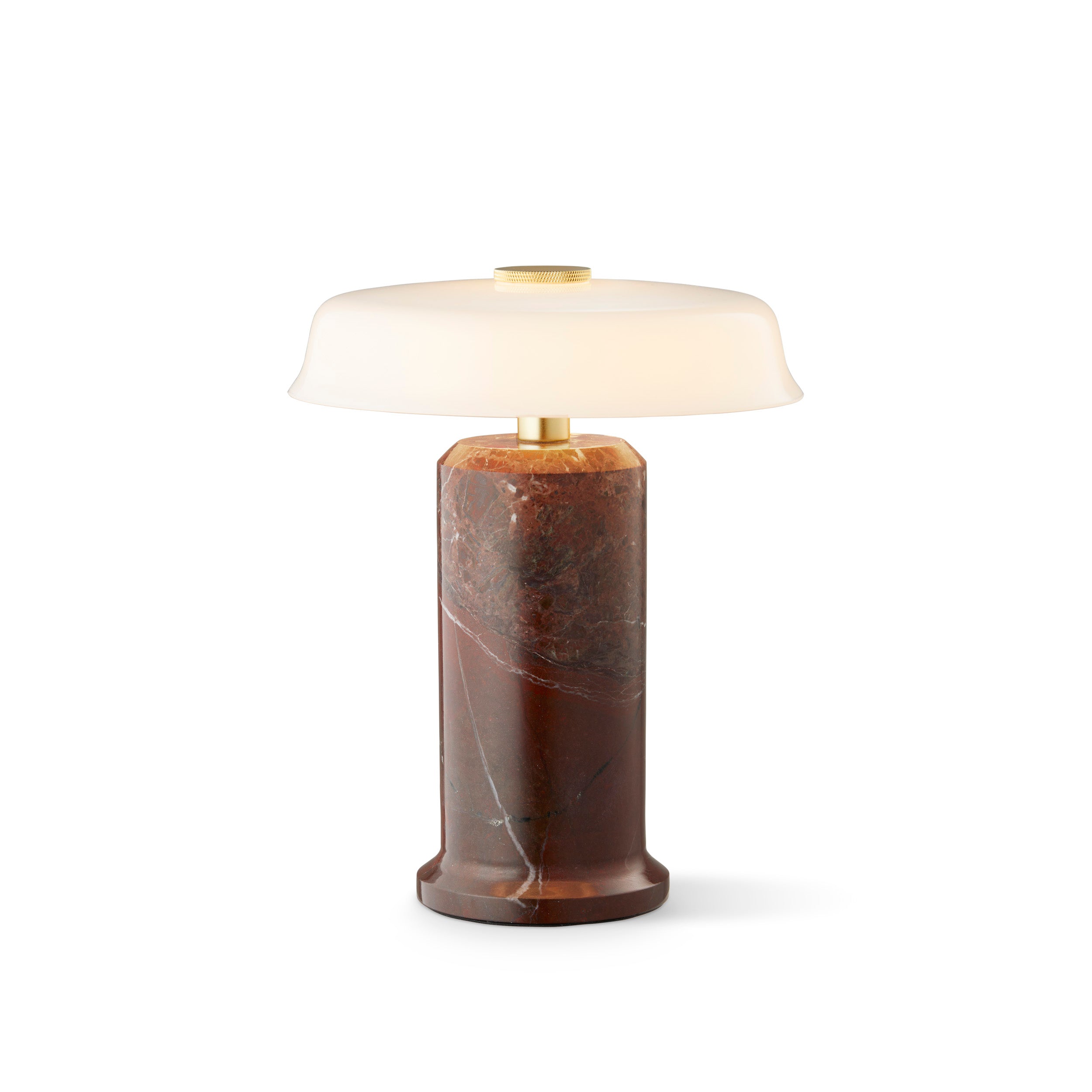 Tragbare Lampe TRIP NO. 2 burgunder marmor mit milchweißem Glas