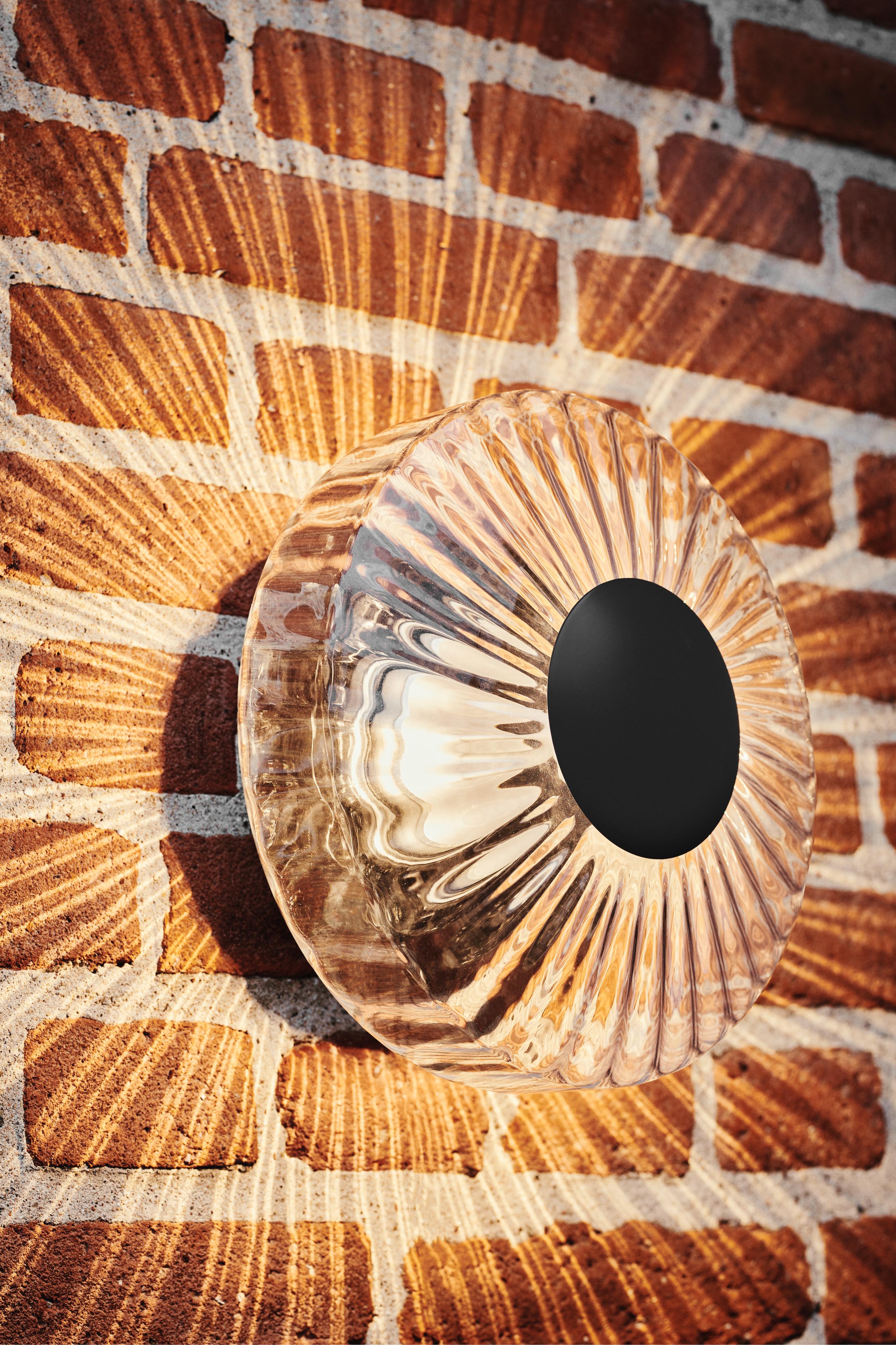 NEW WAVE OPTIC transparent outdoor wall lamp with black finish