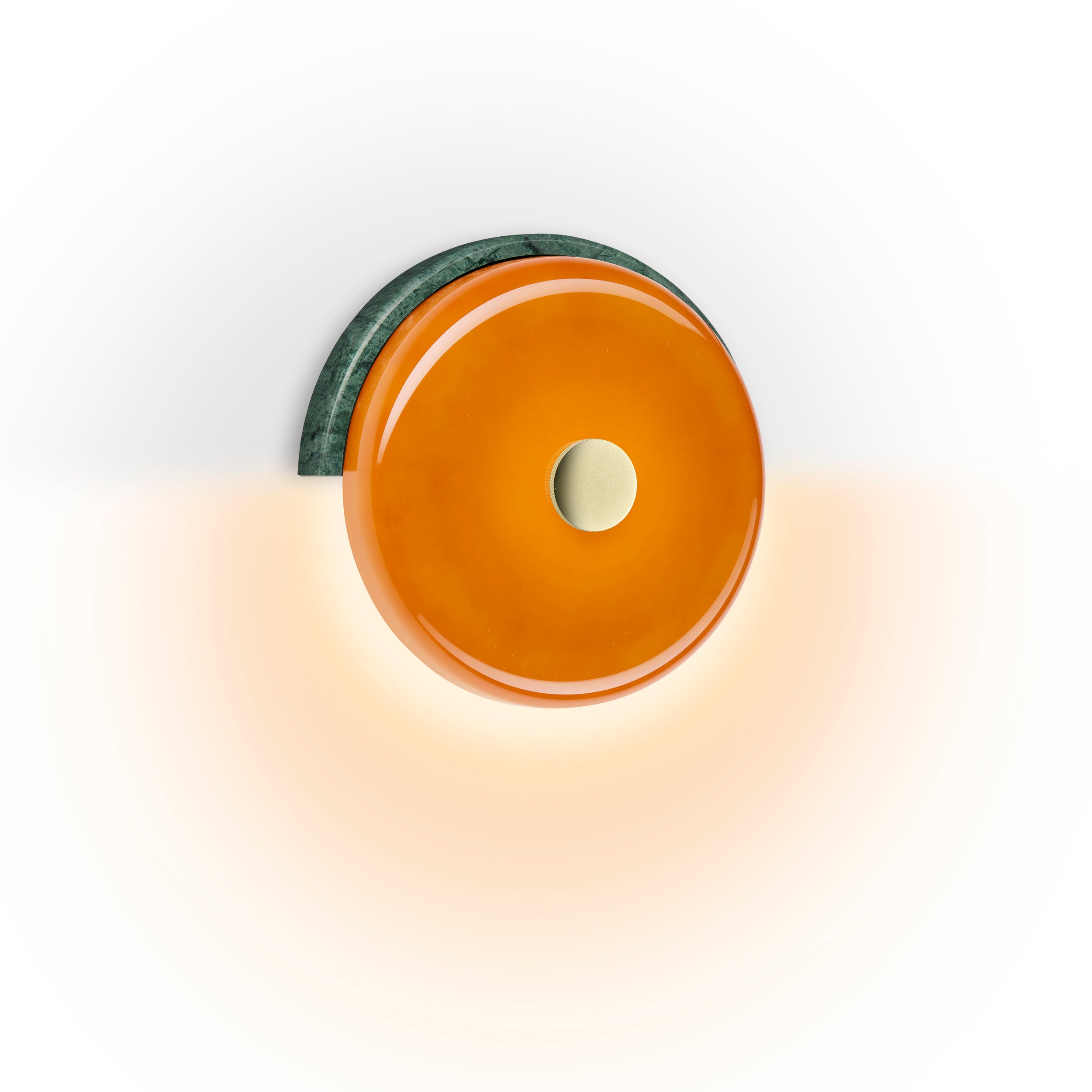 Wandleuchte TRIP grüner Marmor mit bernsteinfarbenem Glas