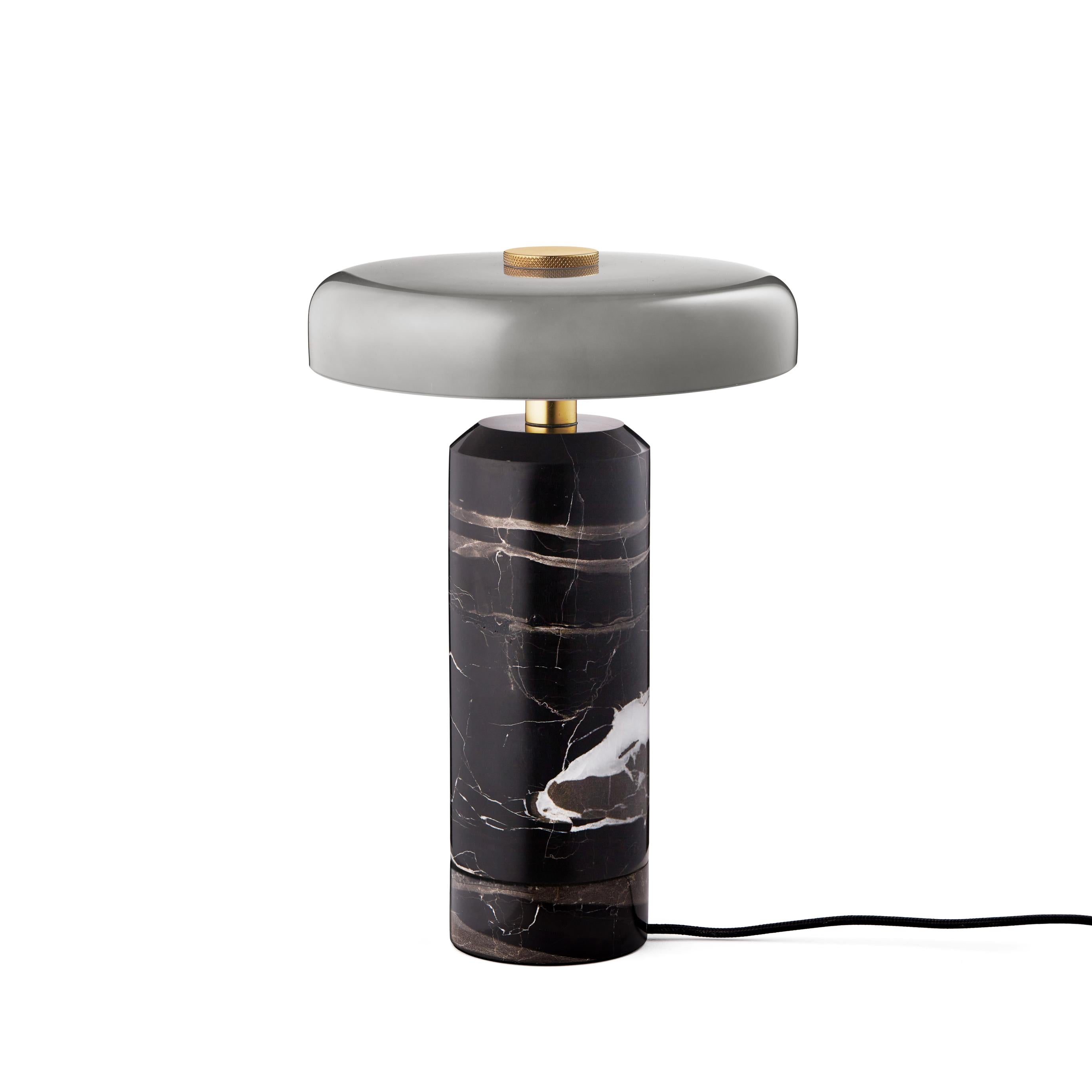 Portable lamp TRIP gray marble with smoky glass