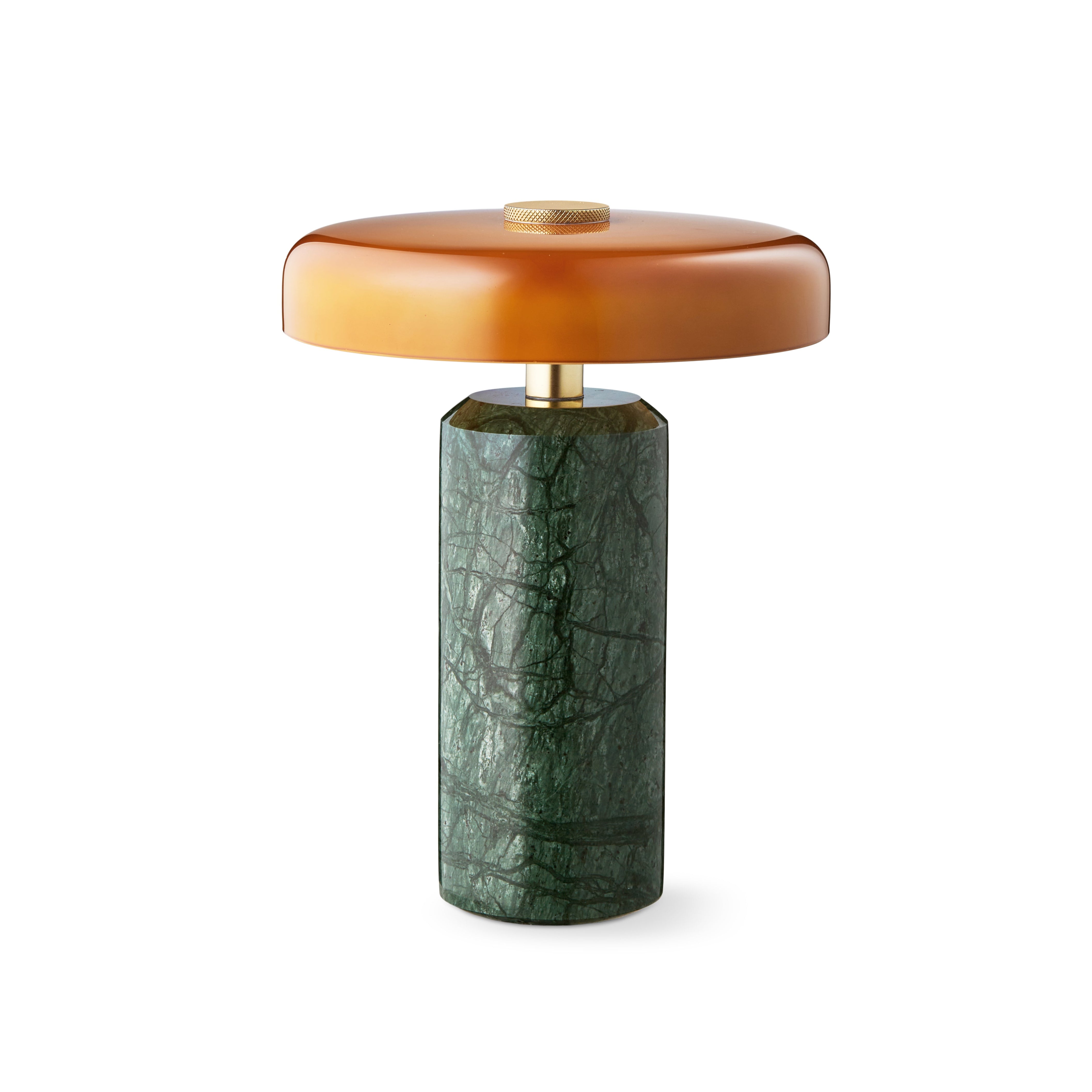 Draagbare lamp TRIP groene marmer met amberkleurig glas