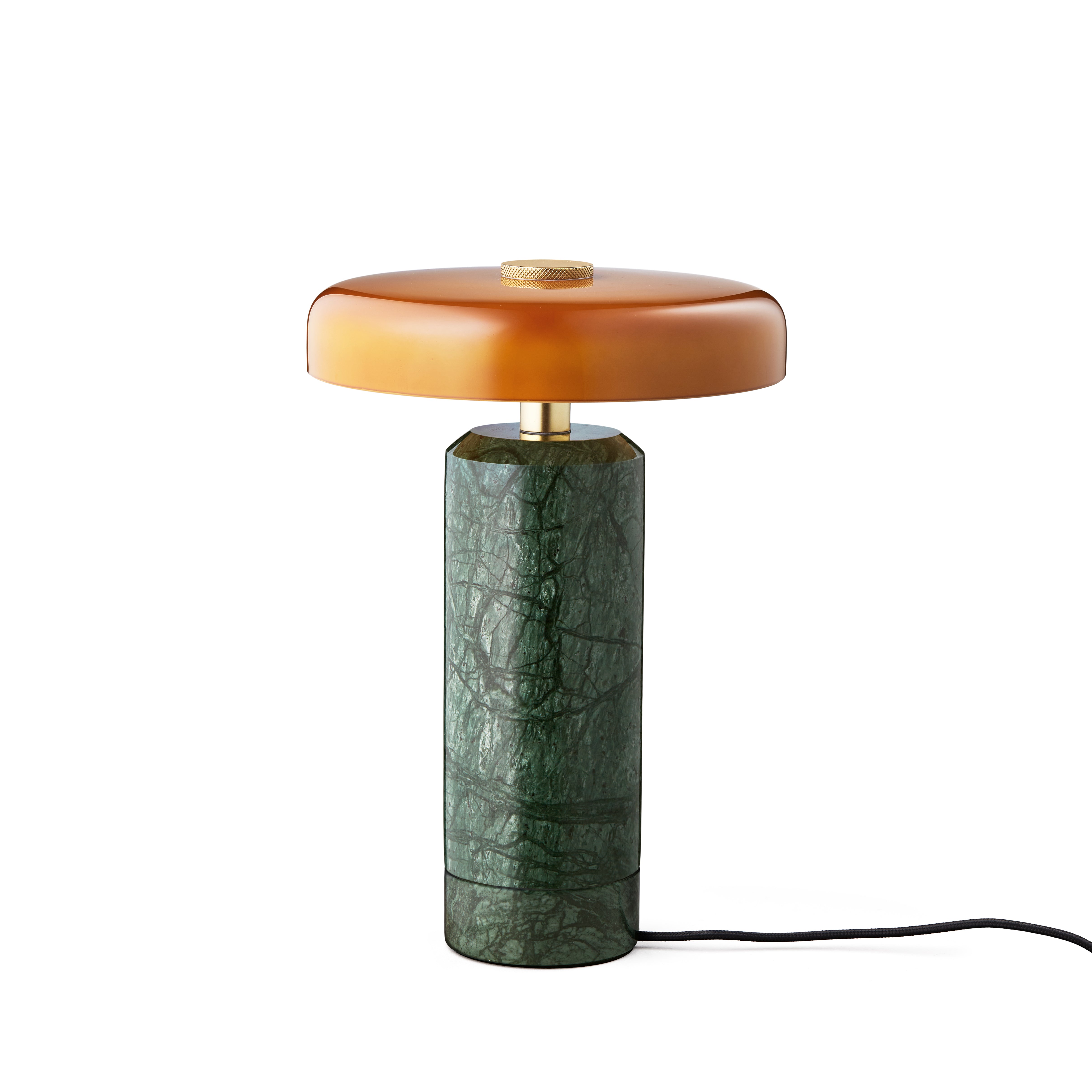 Draagbare lamp TRIP groene marmer met amberkleurig glas