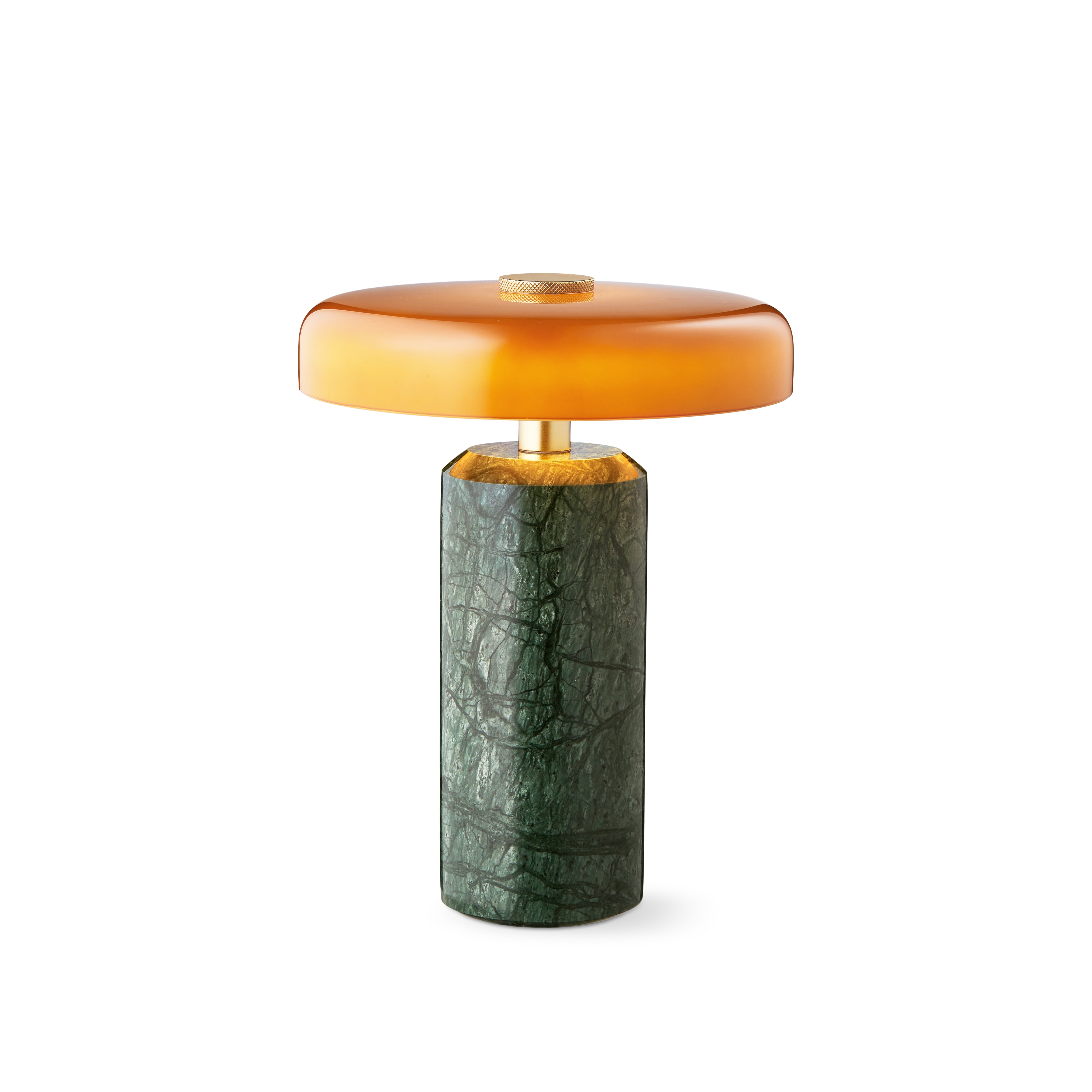 Draagbare lamp TRIP groene marmer met amberkleurig glas