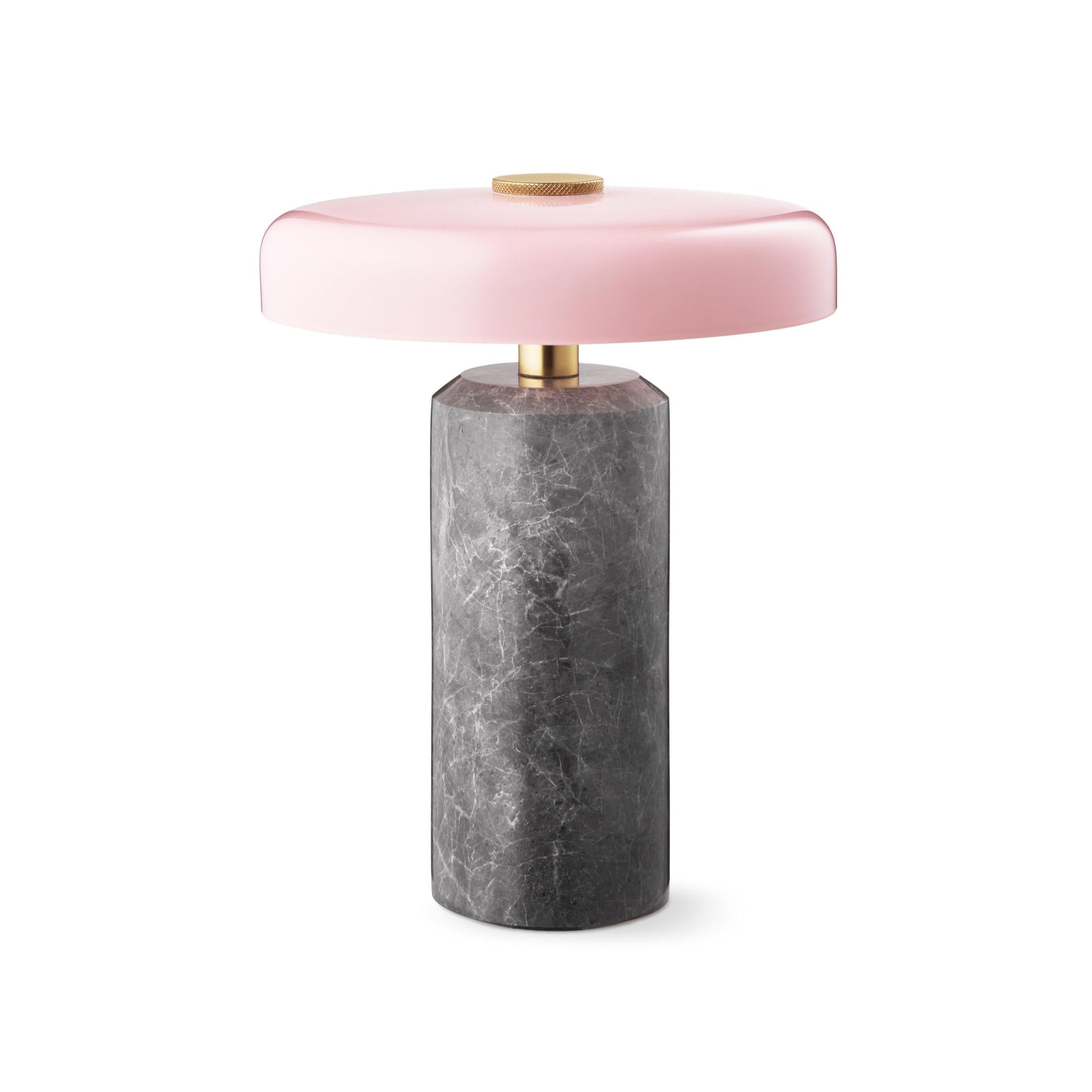 Draagbare lamp TRIP zilver marmer met roze glas