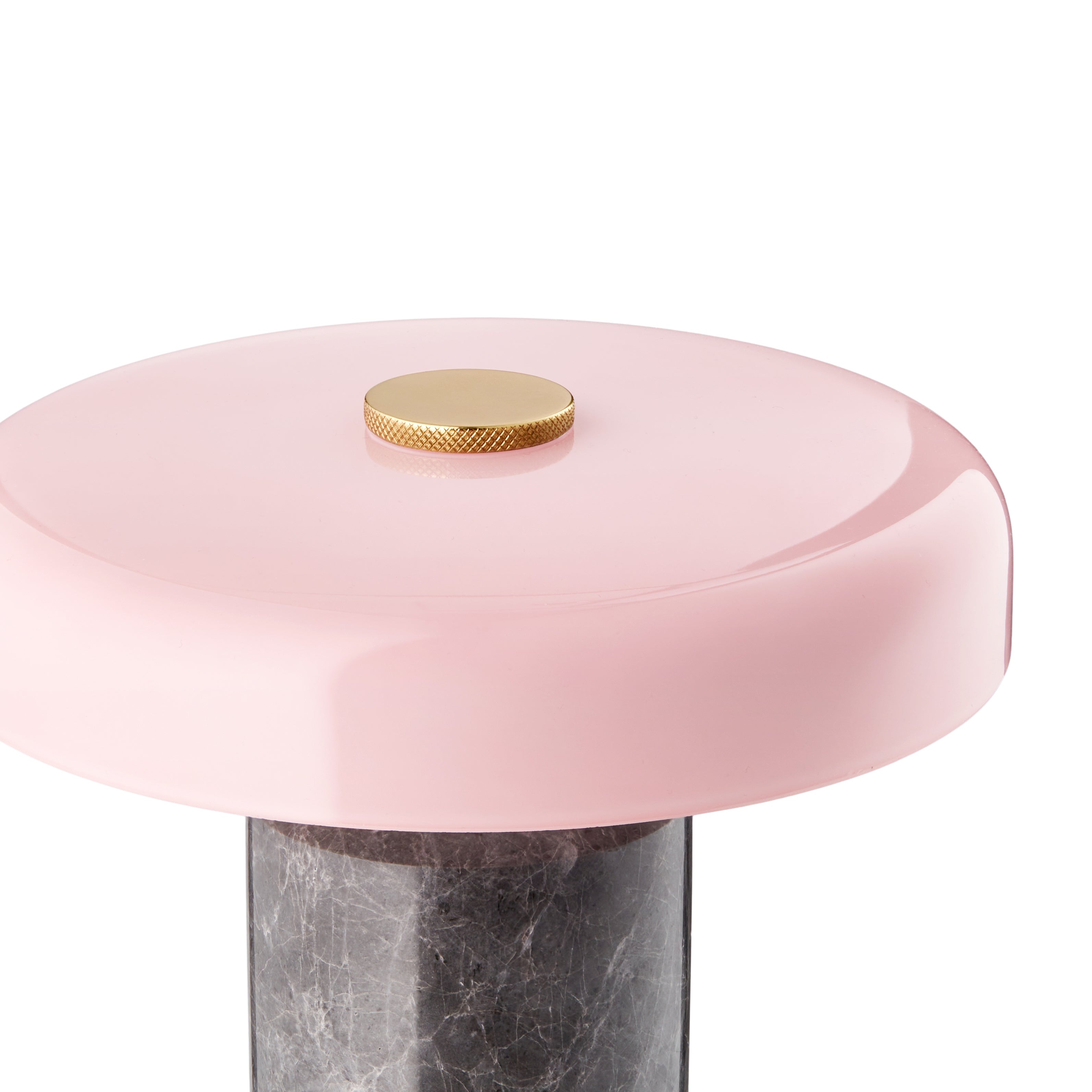 Draagbare lamp TRIP zilver marmer met roze glas