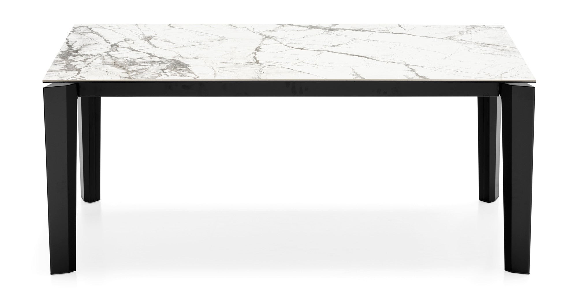 Uittrekbare tafel DELTA met wit blad en zwarte basis