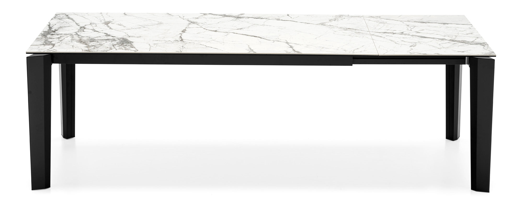 Uittrekbare tafel DELTA met wit blad en zwarte basis