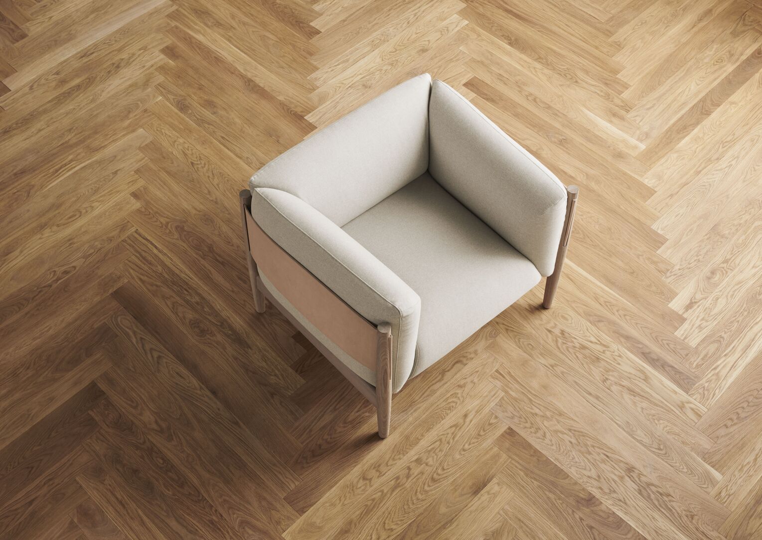 Tauch -Sessel natürliches Leder mit einer Eichenbasis